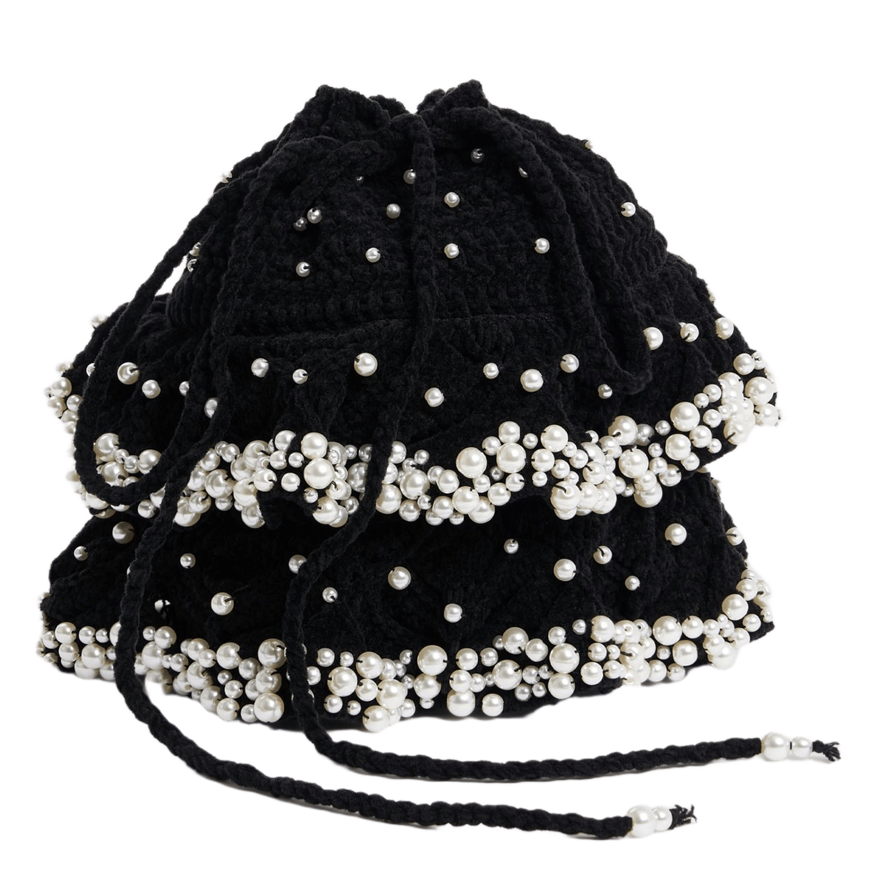 Bourse en crochet à perles SANDRO Noir