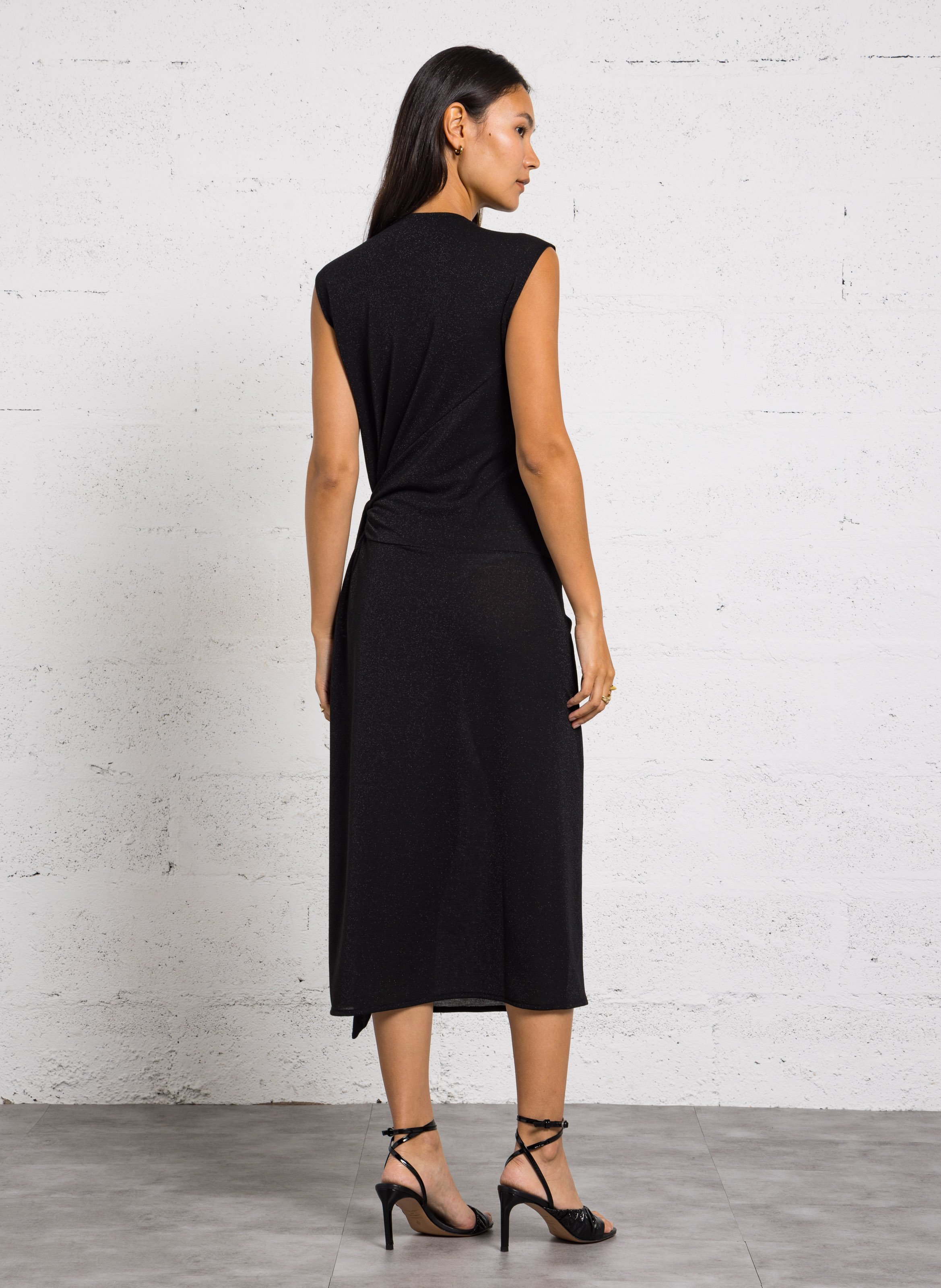 Robe midi portefeuille en maille irisée MOMONI Noir