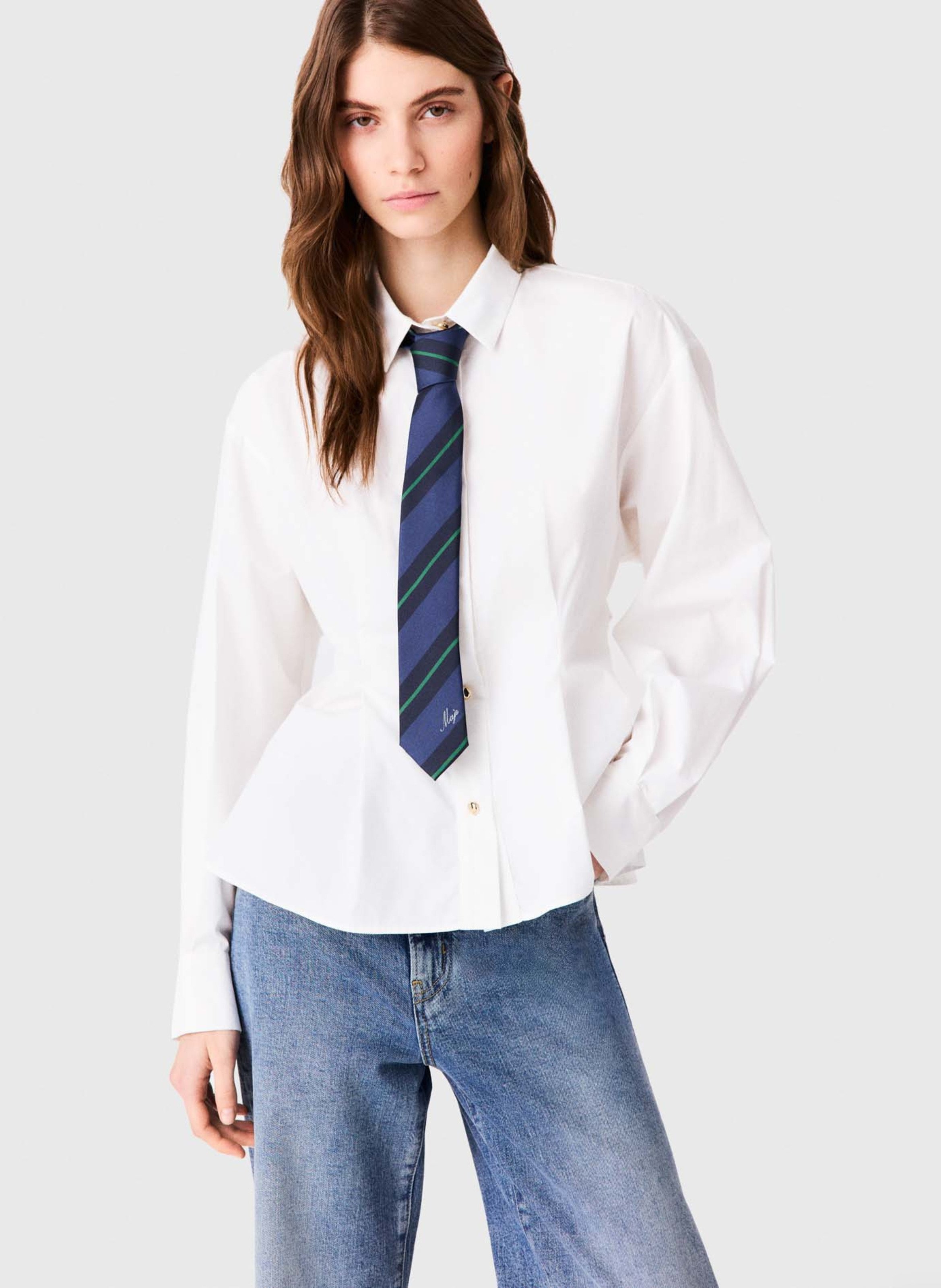 Chemise nouée en coton MAJE Blanc