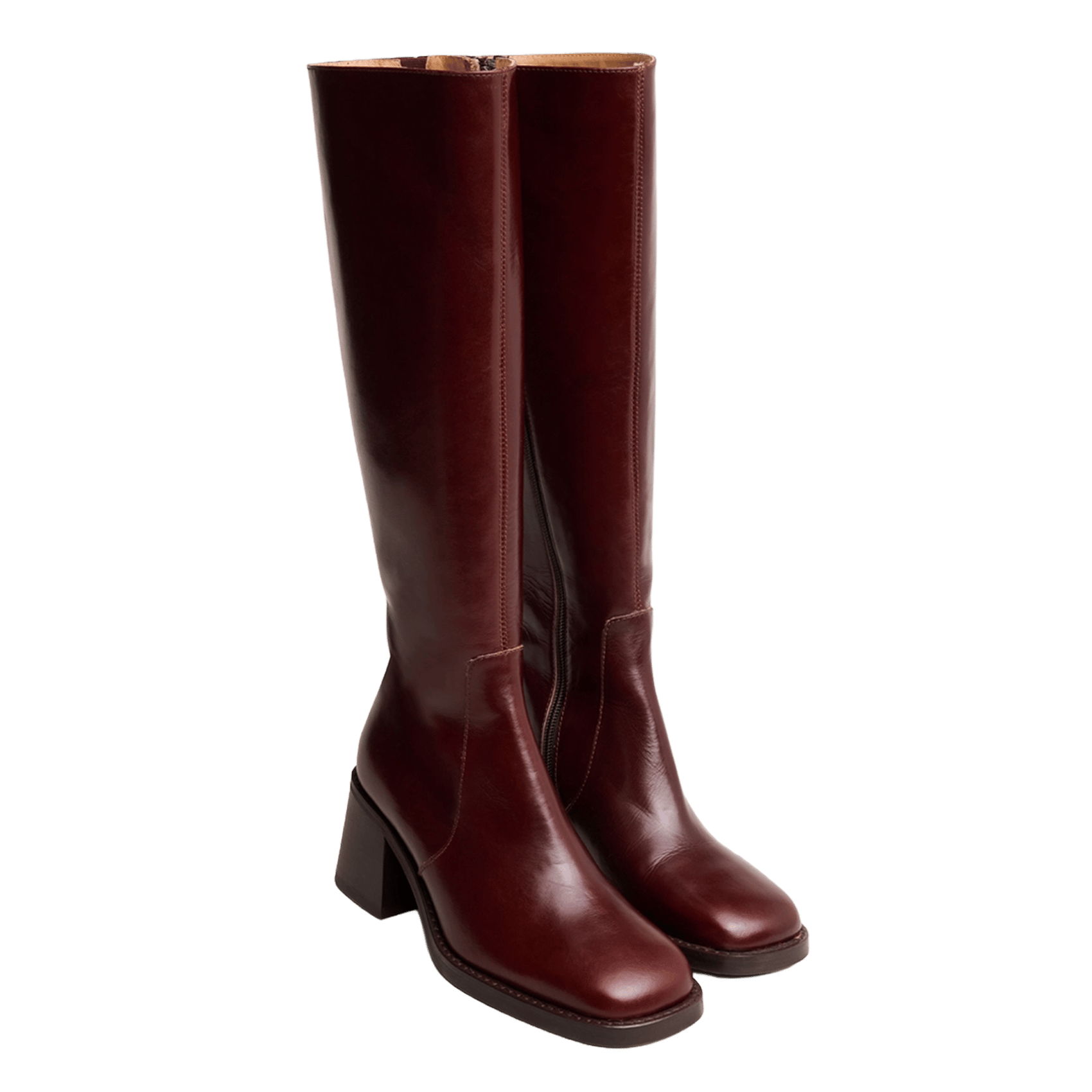 Leather square-toe boots JONAK Brown