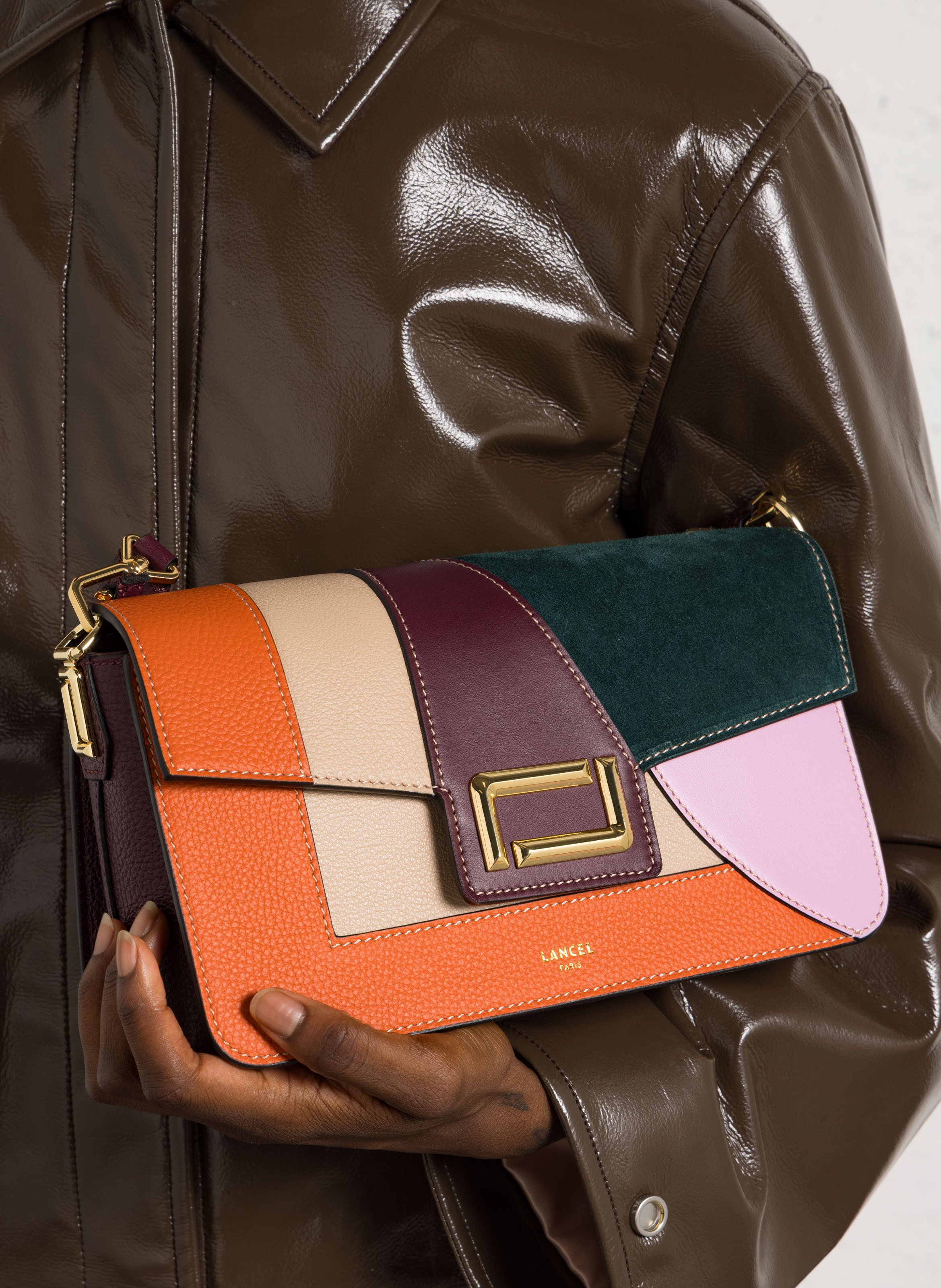 Leather shoulder bag LANCEL Green