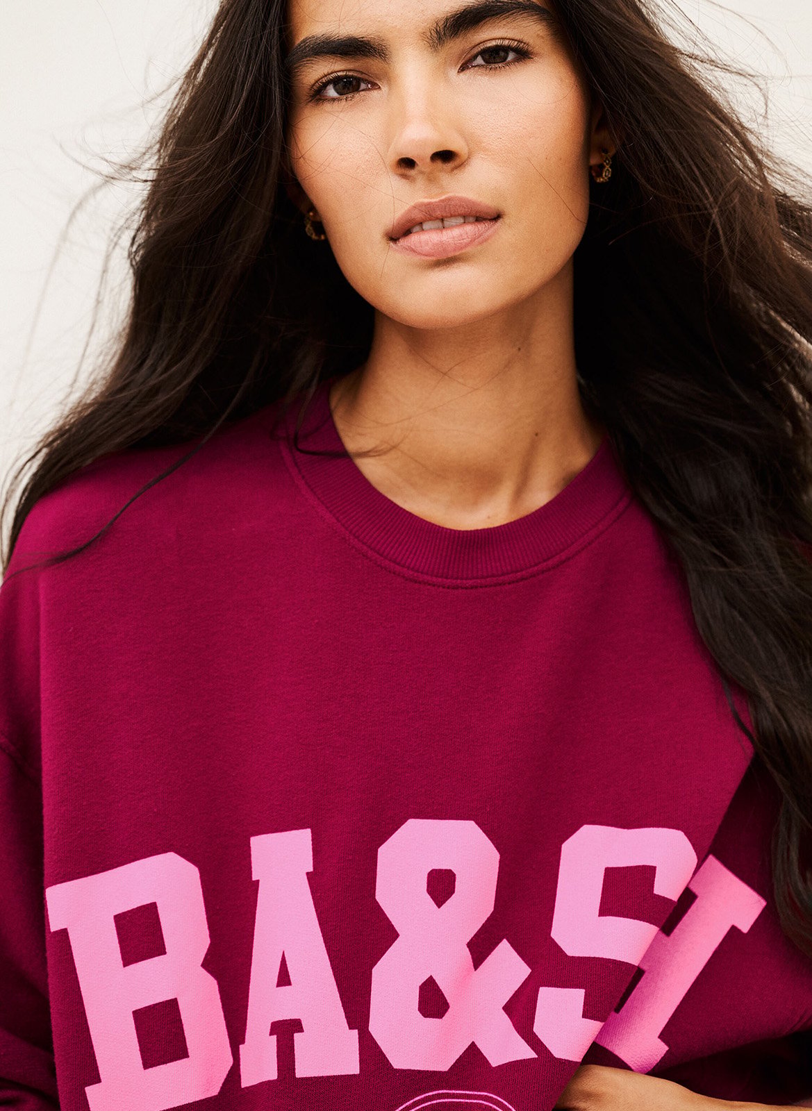 Sweat à logo imprimé en coton mélangé BA&SH Rose