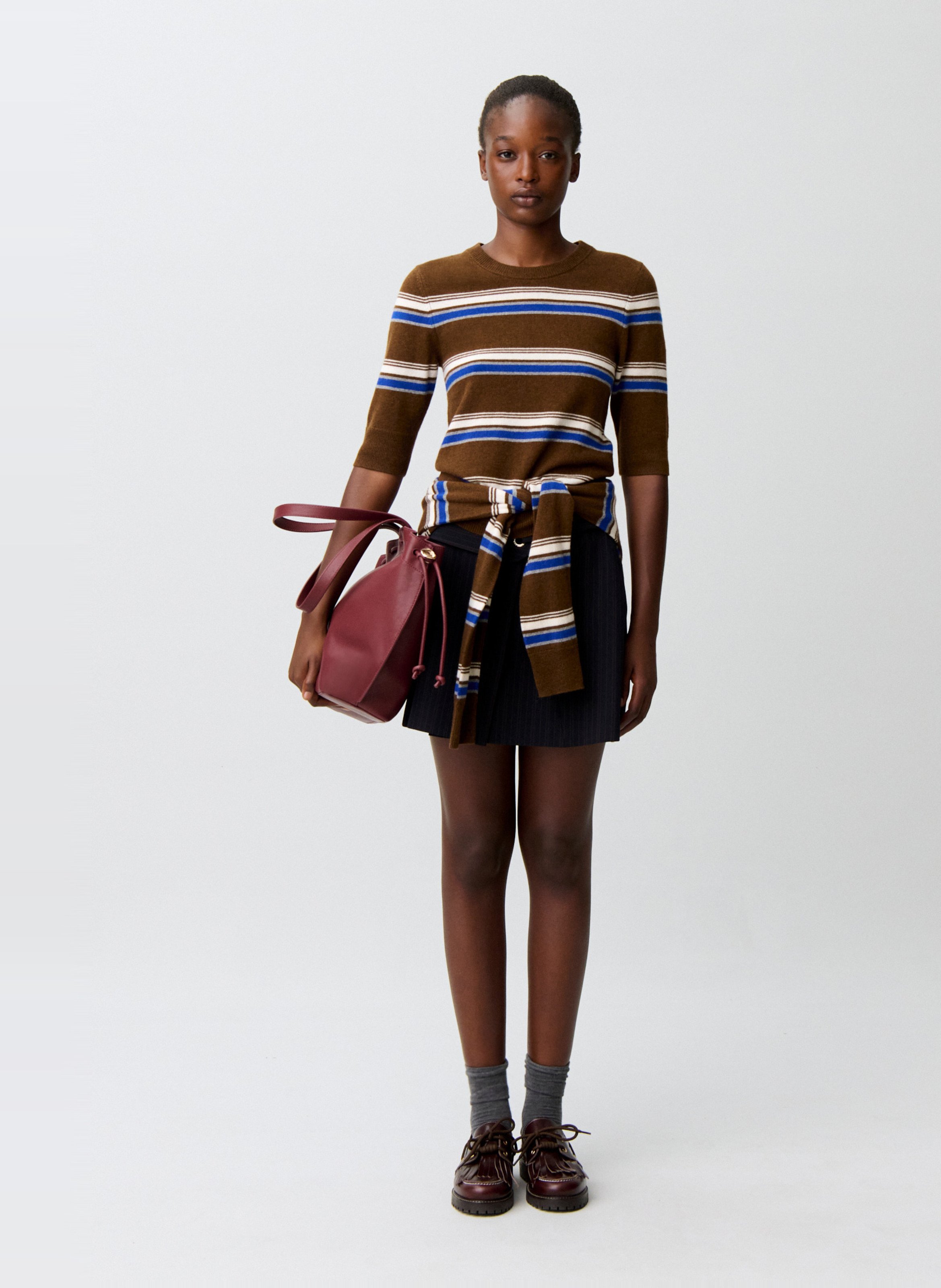 Pull droit manches courtes en laine mélangée CLAUDIE PIERLOT Multicolore