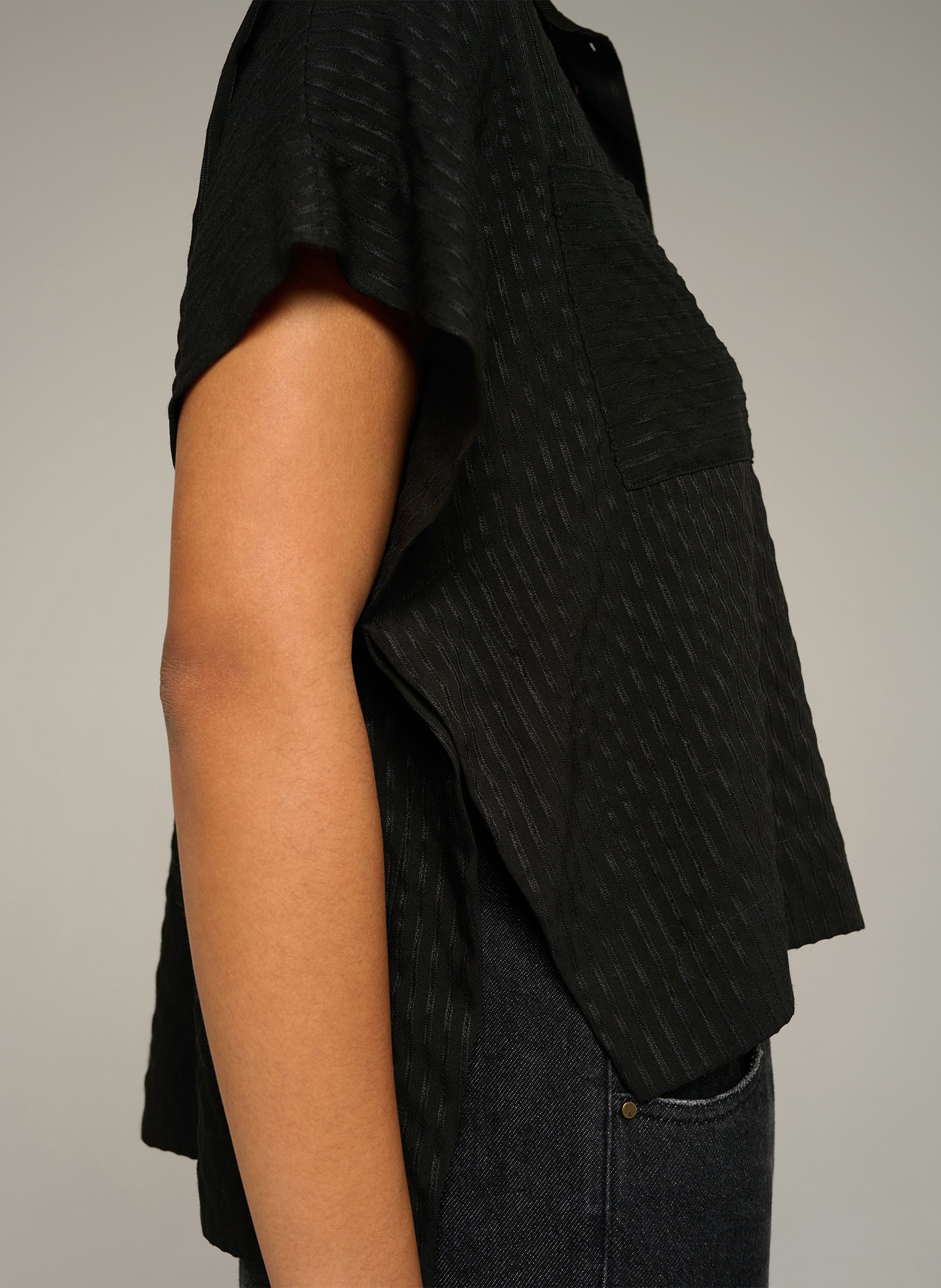 Wijdvallende effen blouse met knoopsluiting COTELAC ACOTE Zwart