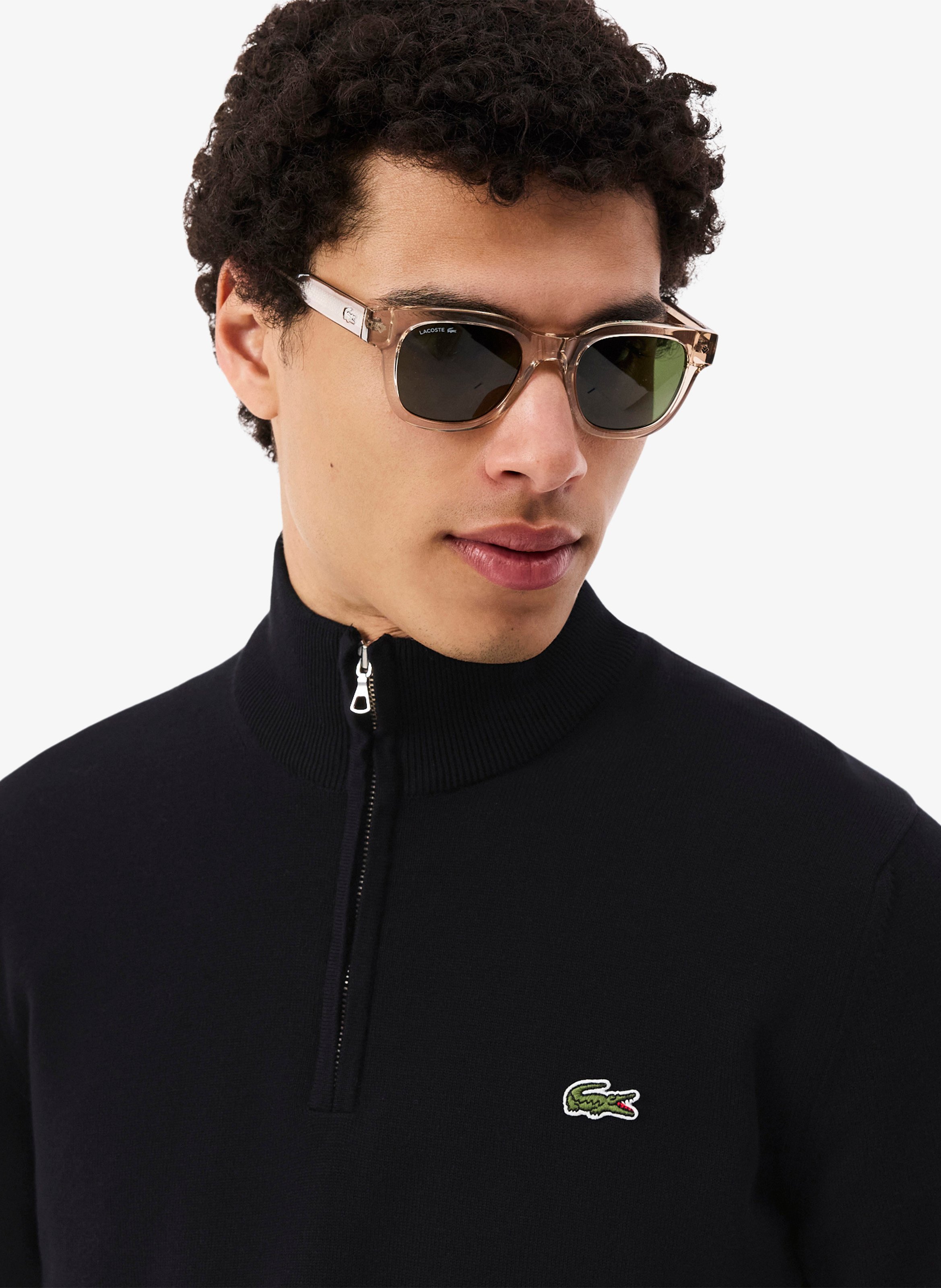Trui met kraag met rits LACOSTE Zwart