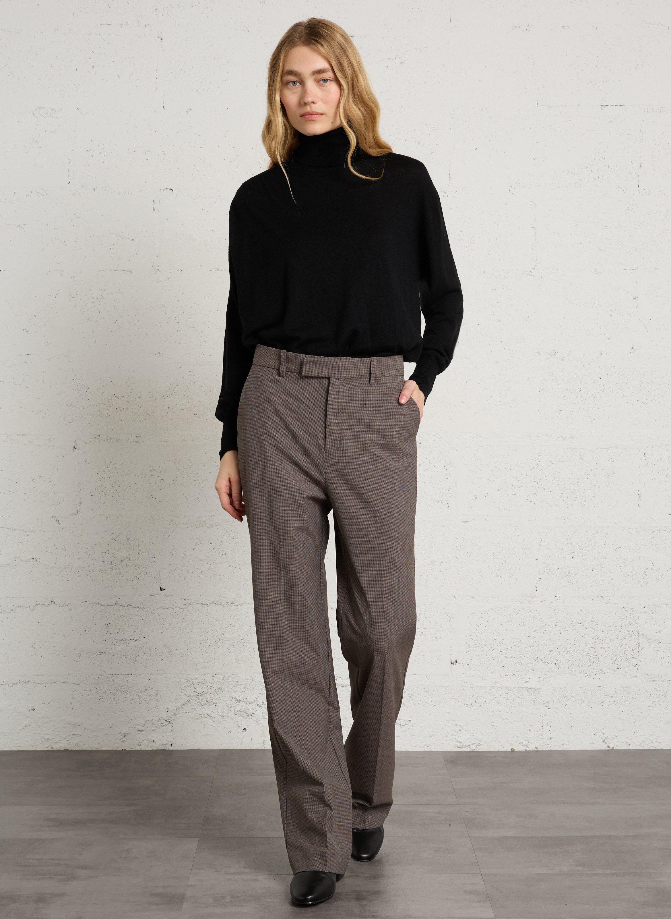 Solid straight button-up shirt IKKS Brown