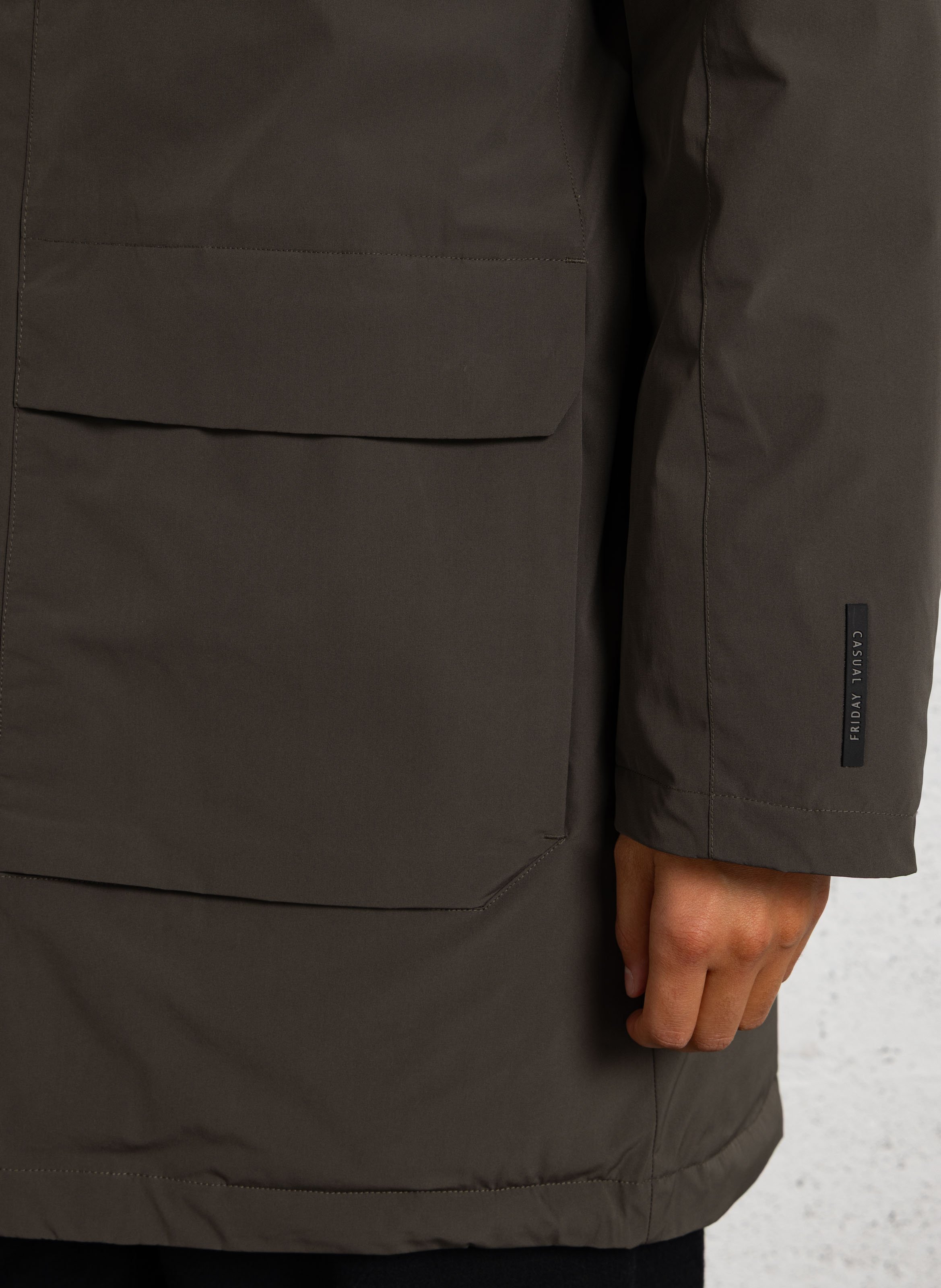 Straight parka with stand-up collar CASUAL FRIDAY Black