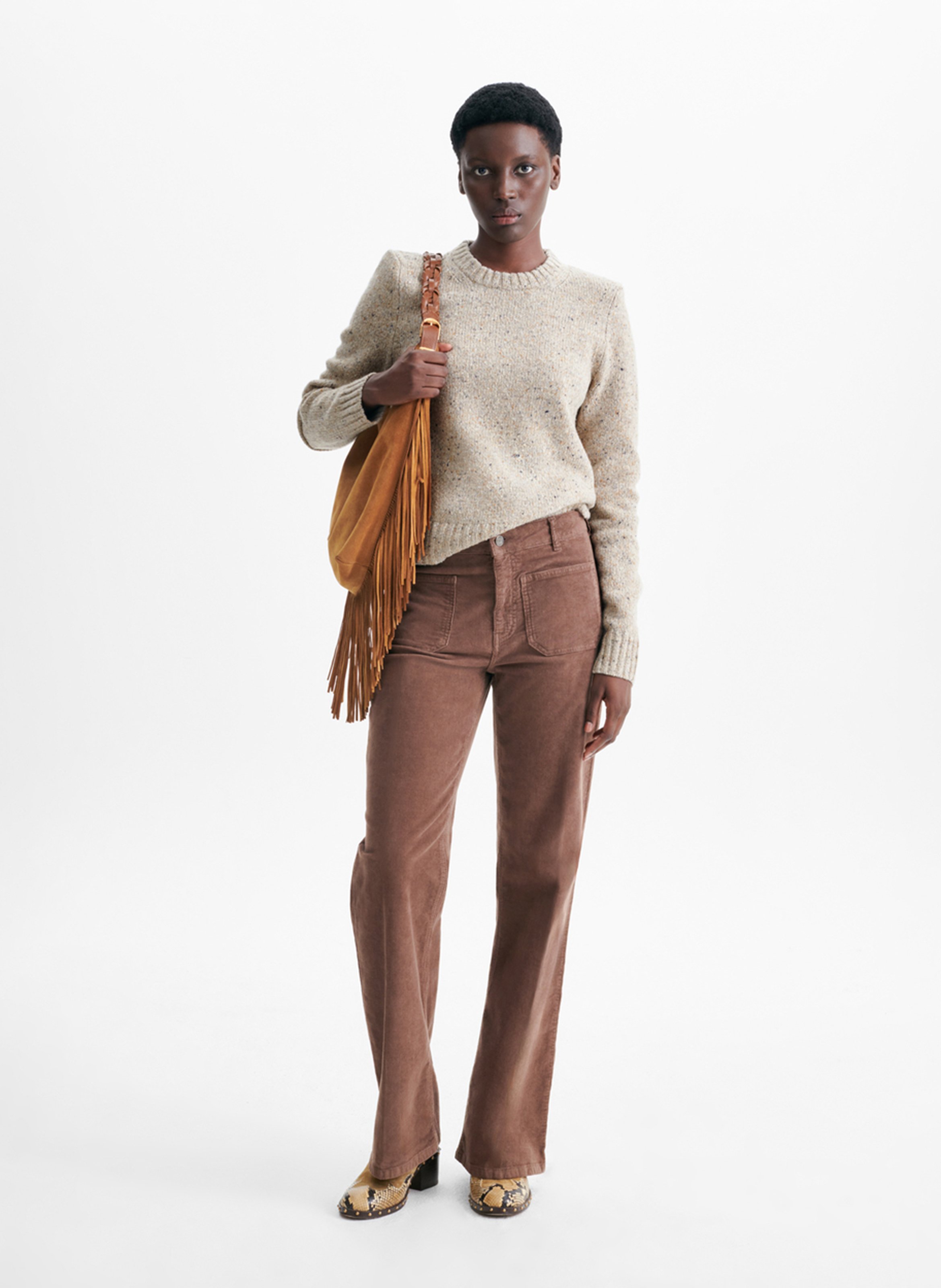 Pullover - mit Rundhalsausschnitt, melierter Strick VANESSA BRUNO Beige