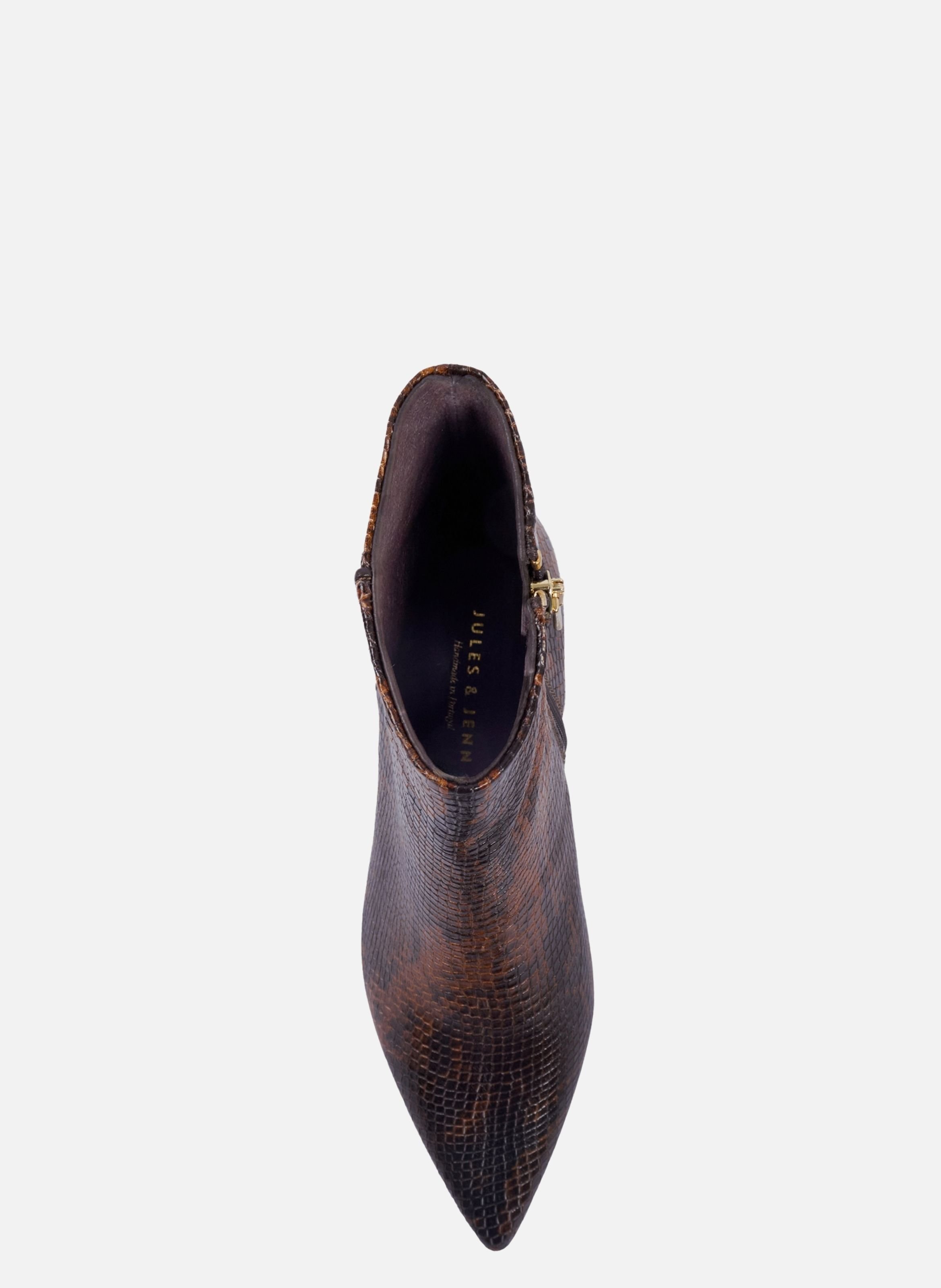 BOTTINES POINTUES ISAURE leather with embossed print JULES & JENN Brown