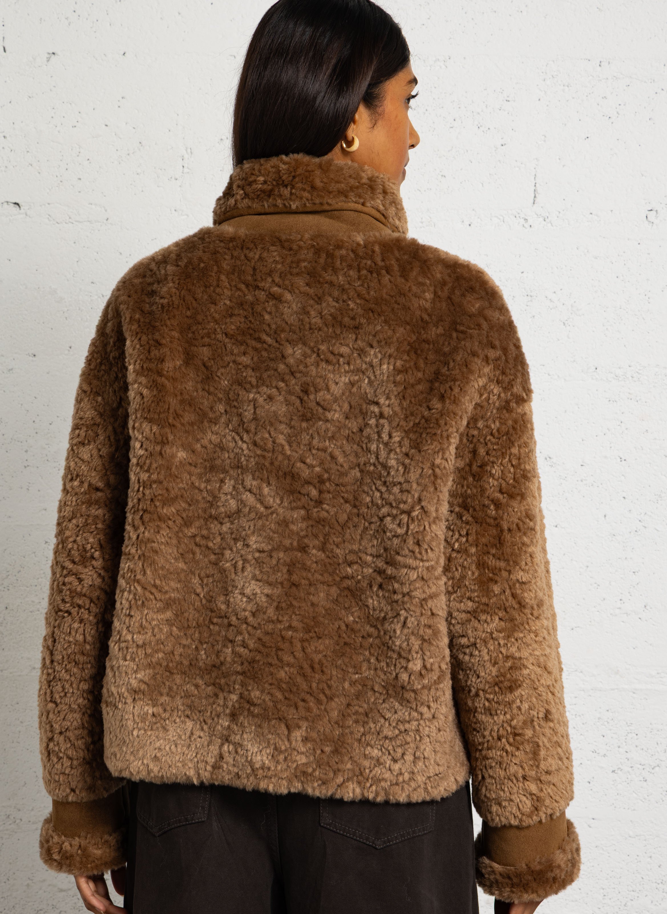 Rechte mantel met knopen en faux fur-effect SEE U SOON Geel