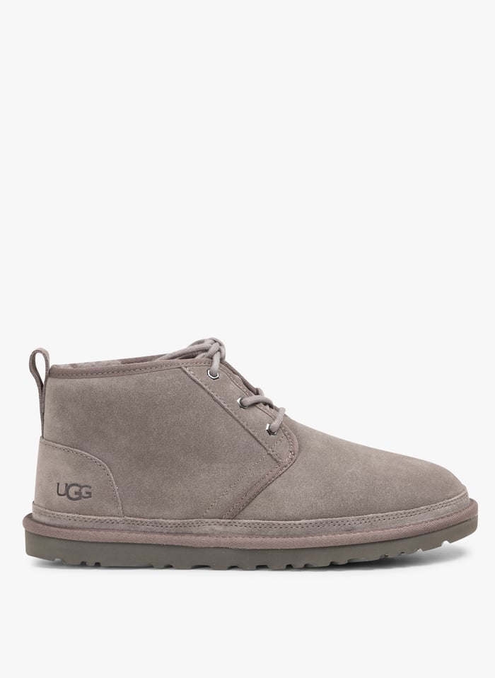 Grey Lace up leather ankle boots