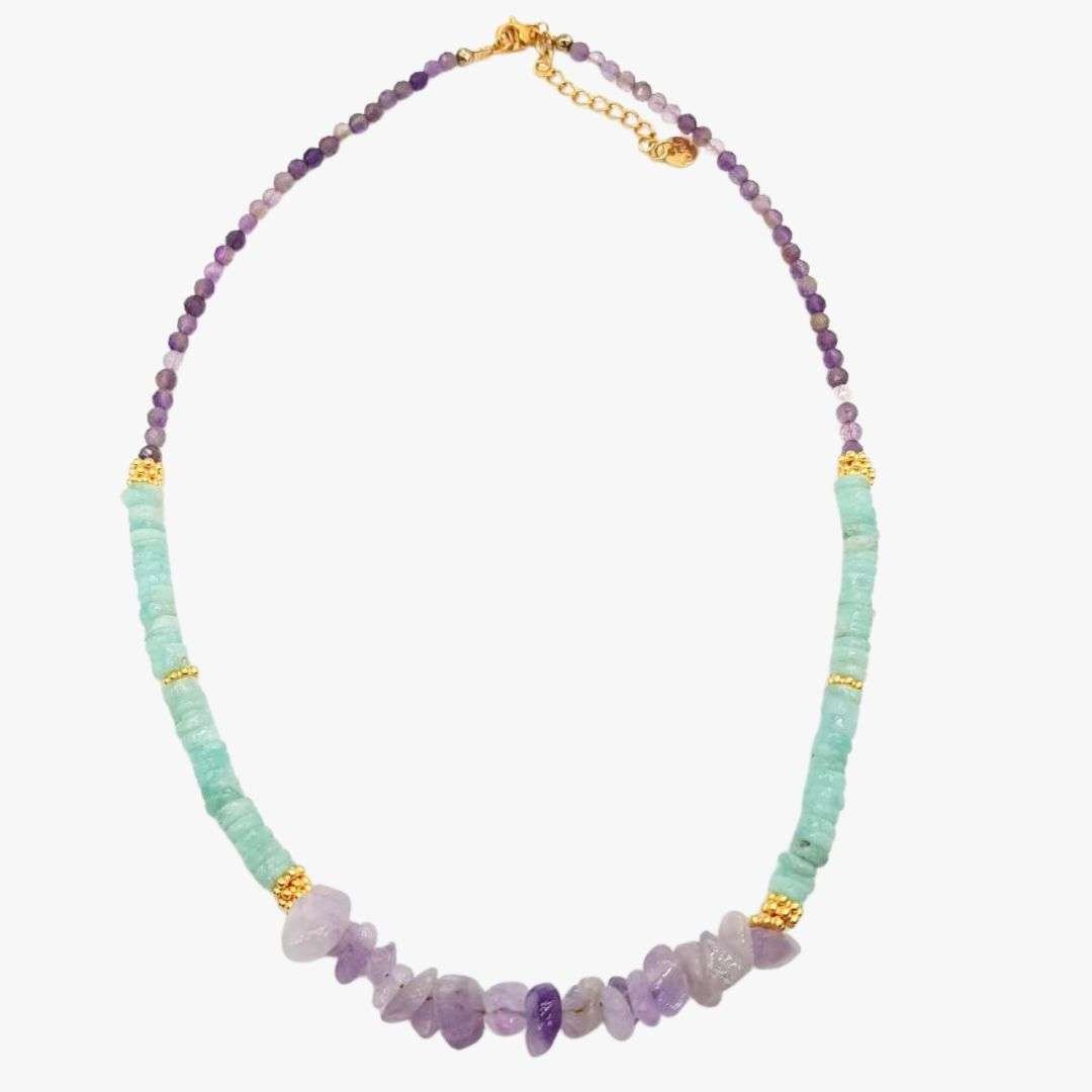 Amazonite and amethyst necklace GINANDGER Multicolored