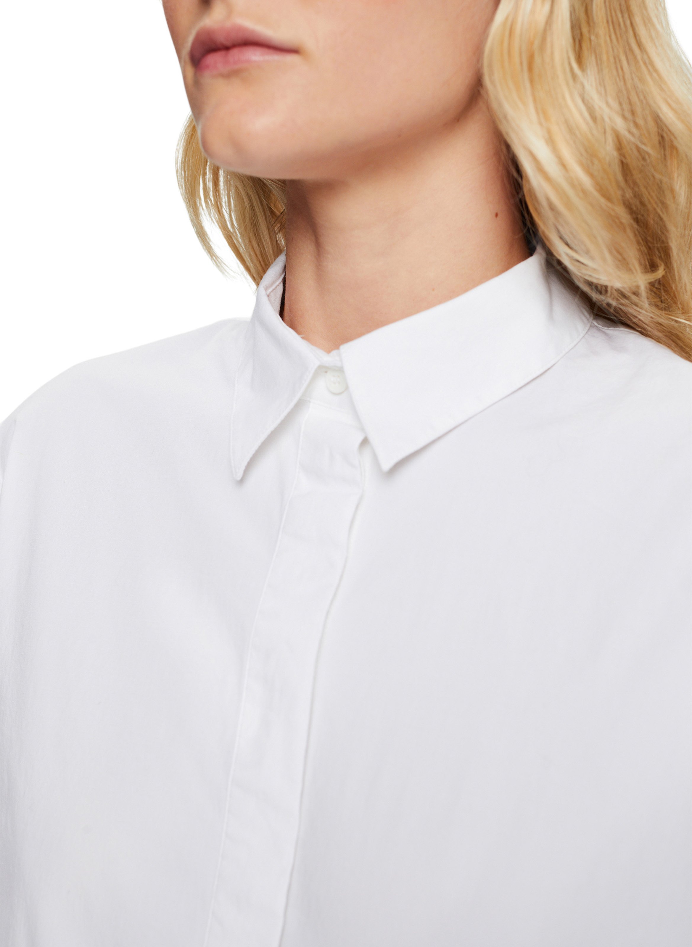 Fitted cotton shirt with classic collar ESPRIT White