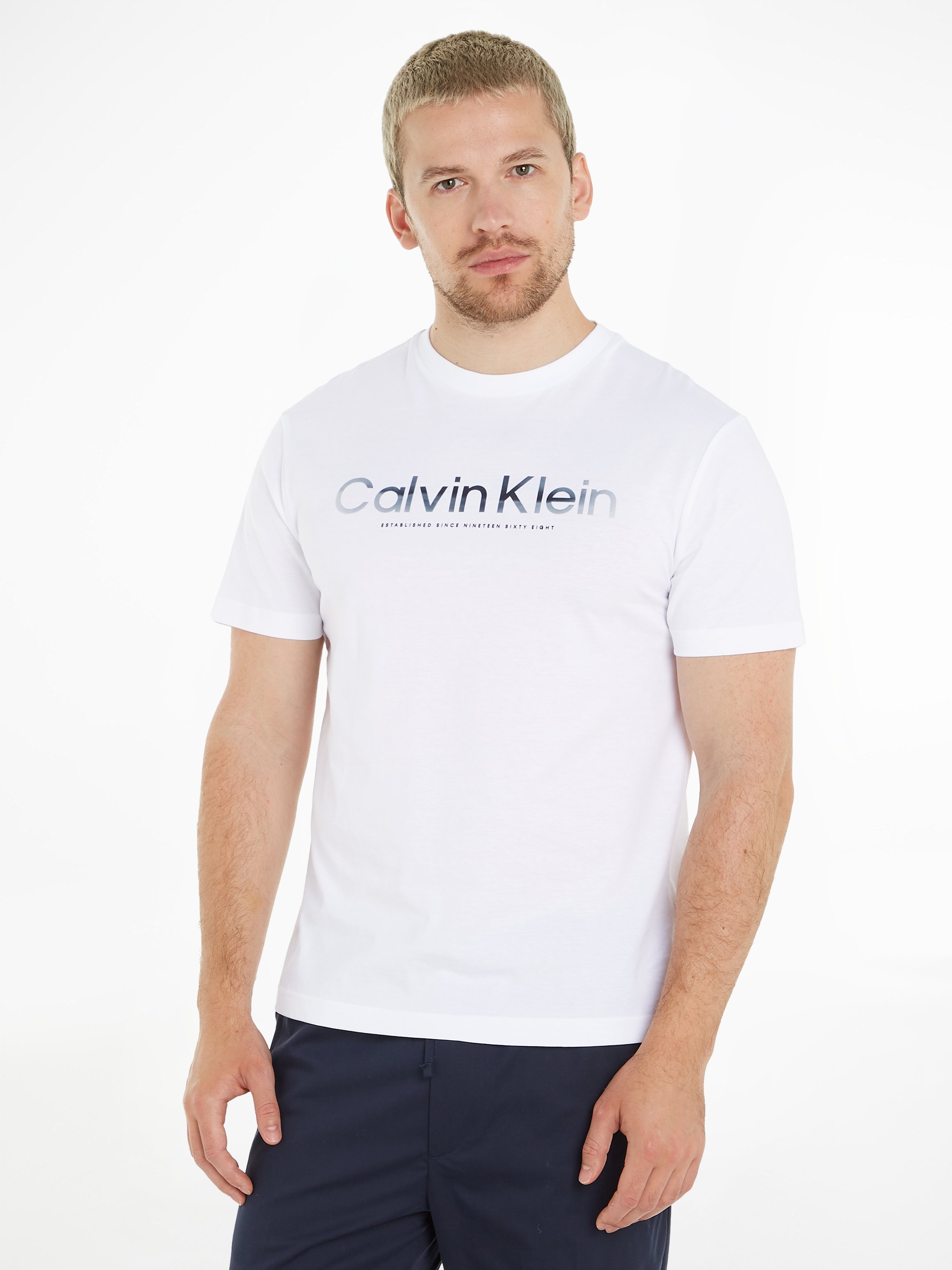 Calvin klein t shirt best sale white mens