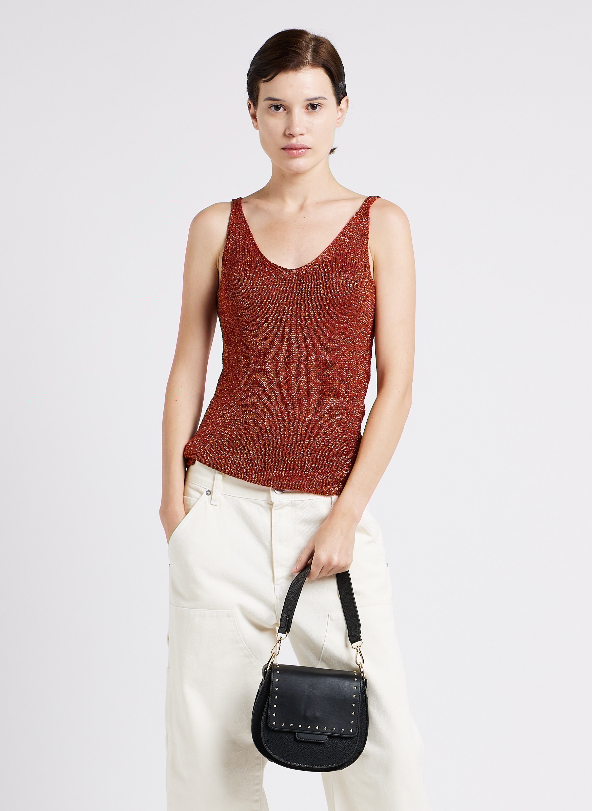 Immitatieleren schoudertas met studs AU PRINTEMPS PARIS Zwart