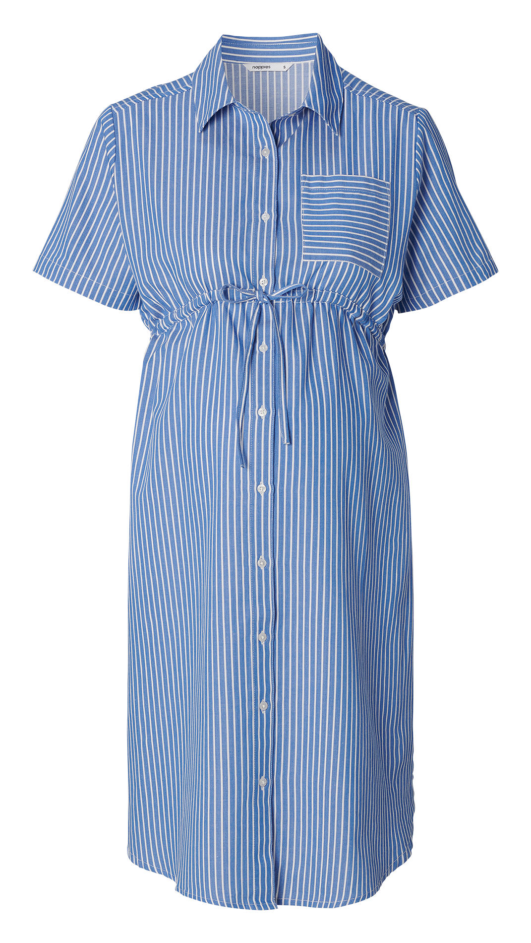 Robe courte de maternité col classique en coton bio NOPPIES Bleu