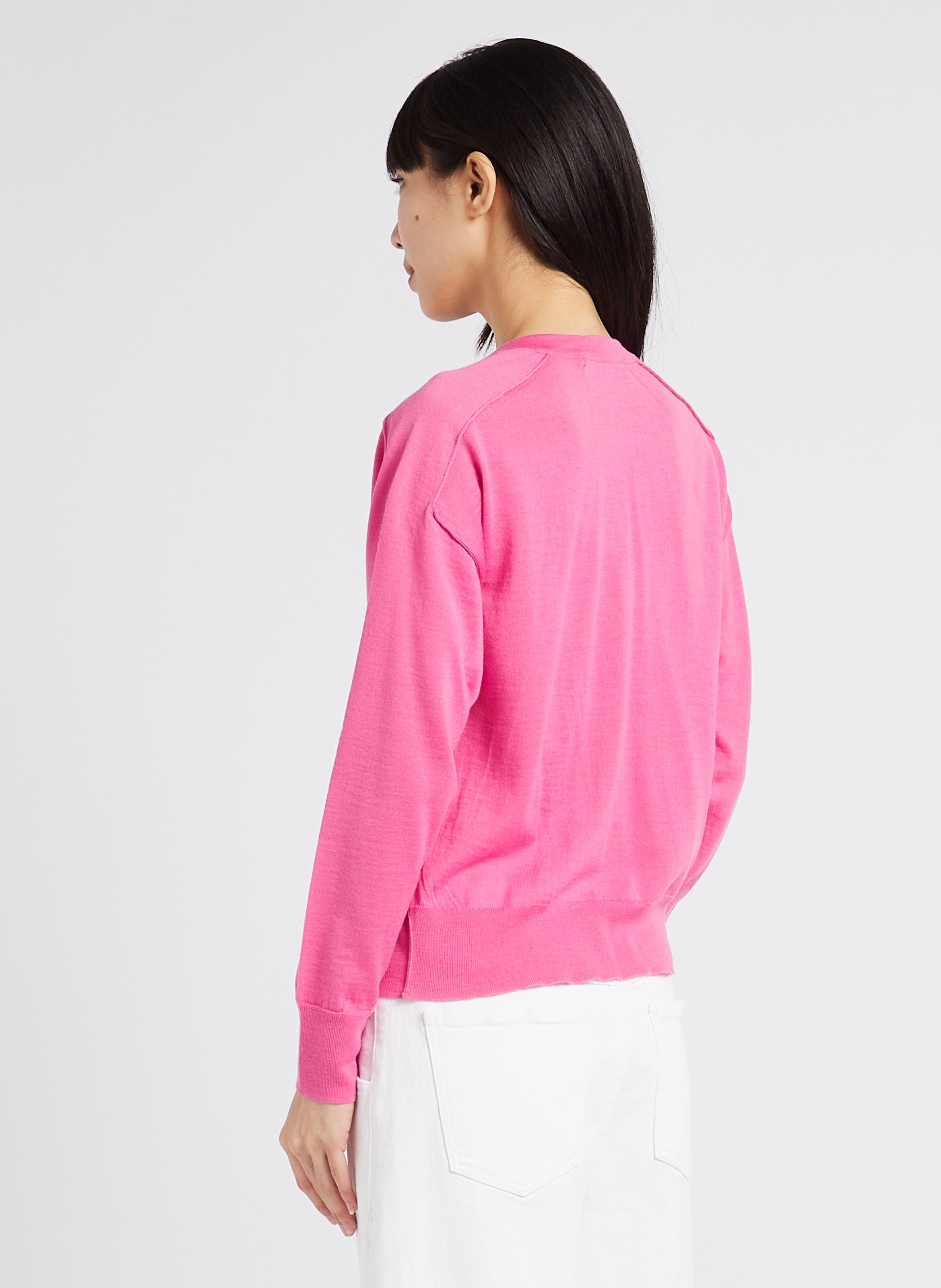 Merinowollen trui met V-hals COLLECTORS CLUB Roze