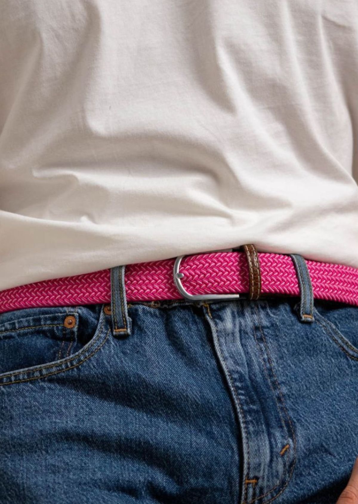 Multicolored braided elastic belt BILLYBELT Pink