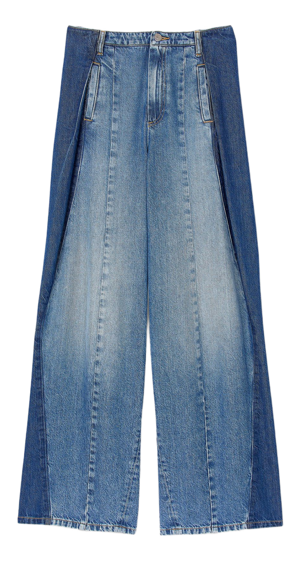 Jean large à empiècements en coton  SANDRO Bleu