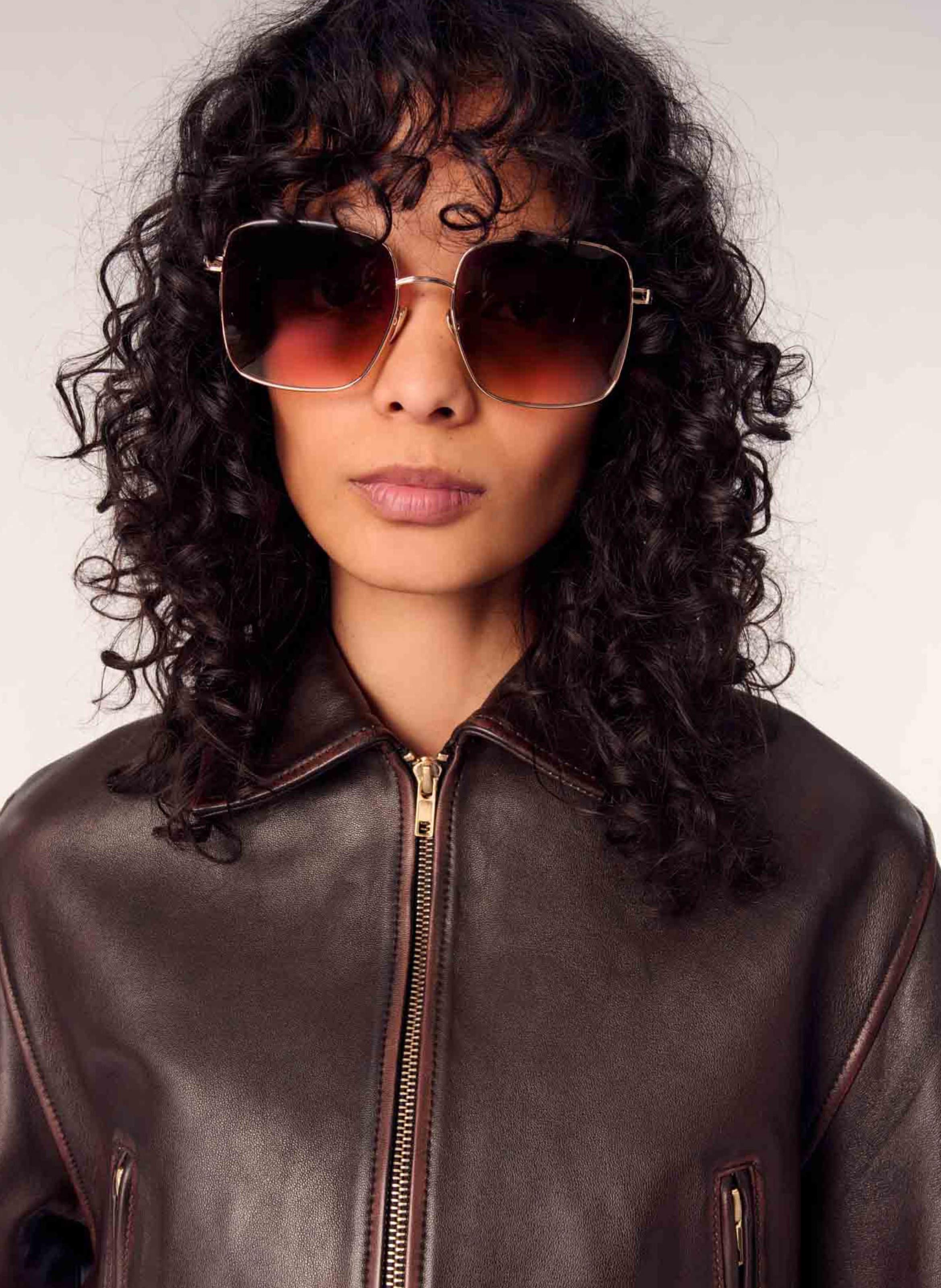 Cactus - Kurzer Lederblouson mit Reißverschluss MAJE Braun