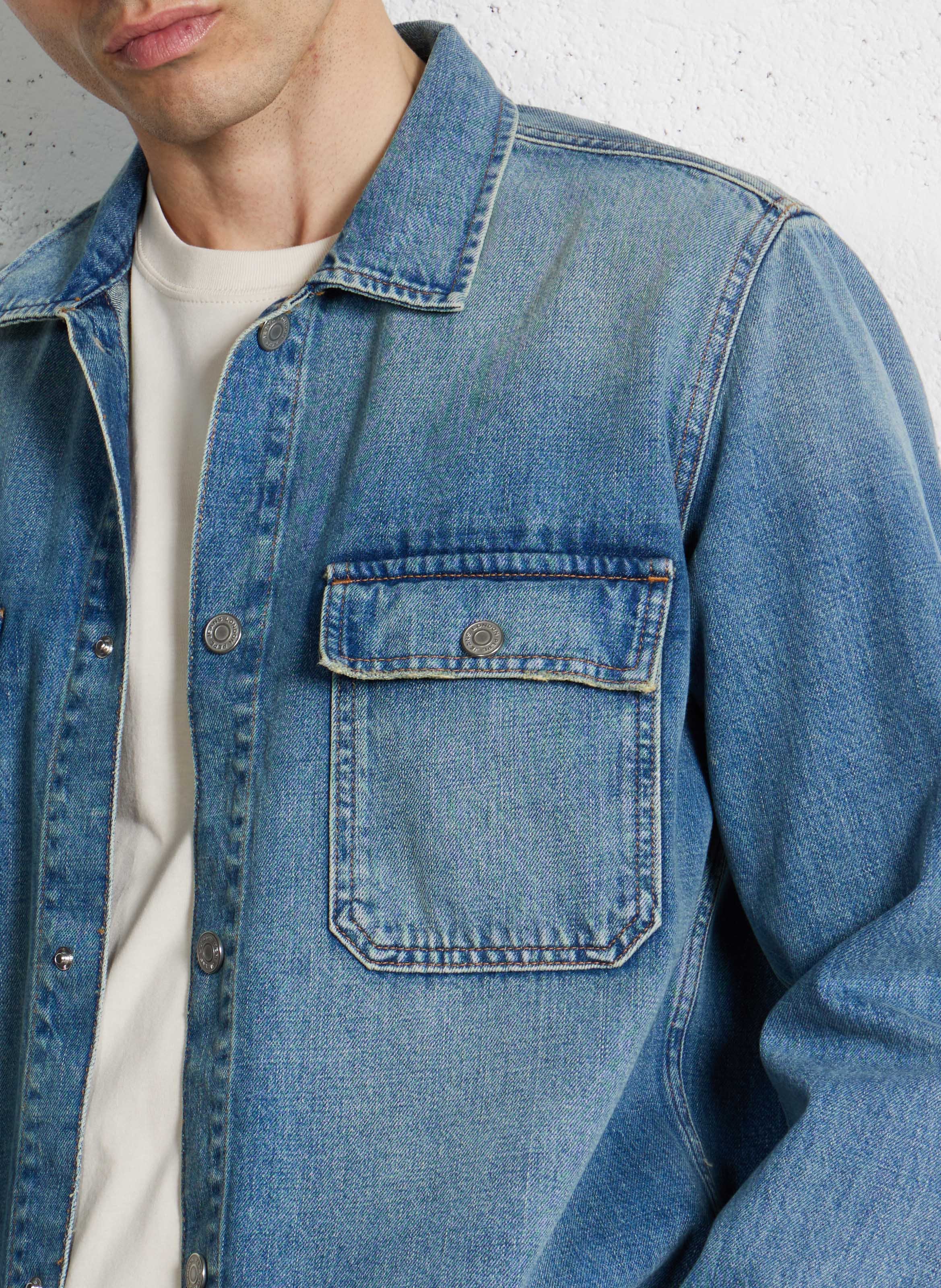 Buttoned straight denim shirt PEPE JEANS Blue