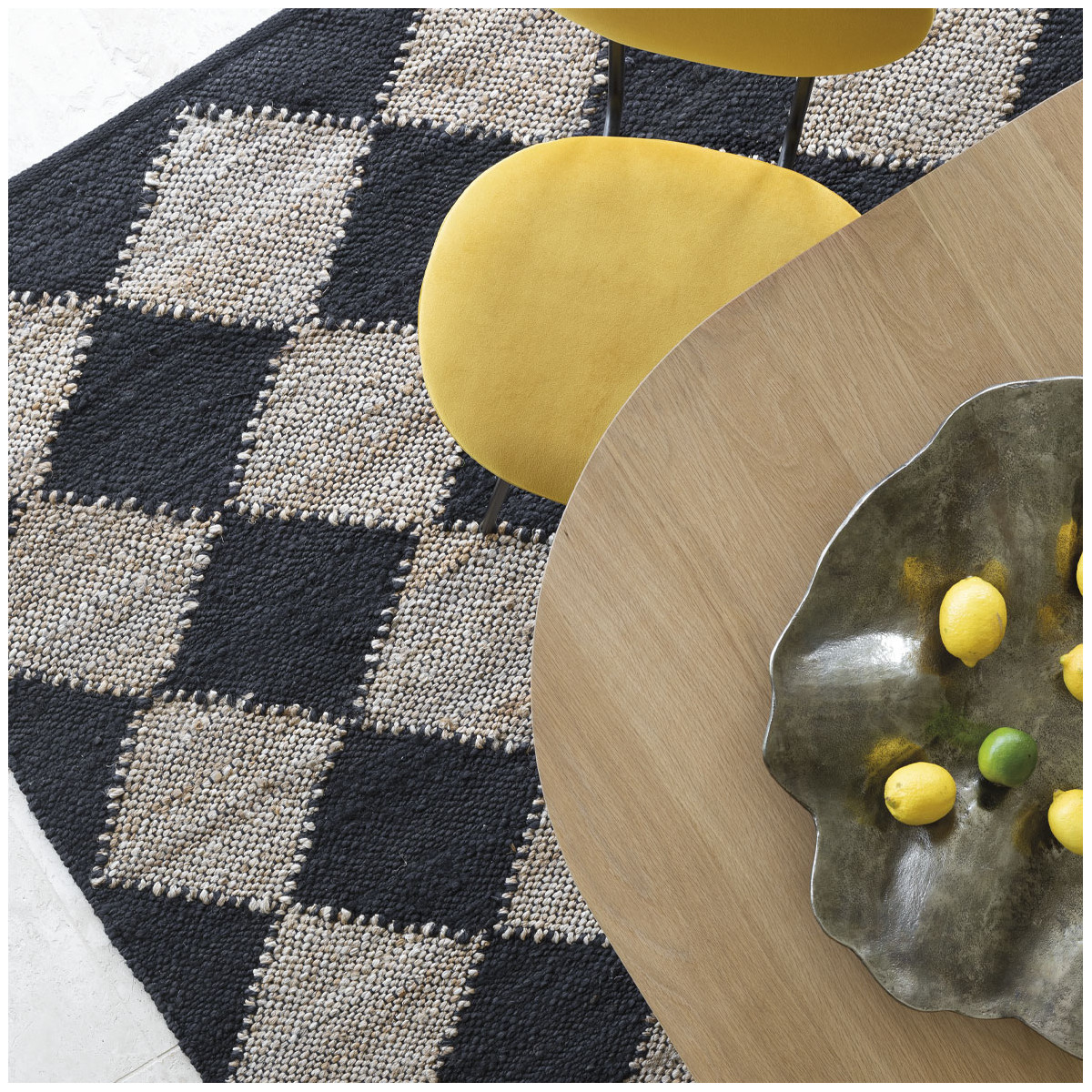 Diamond jute rug BLANC D'IVOIRE Golden