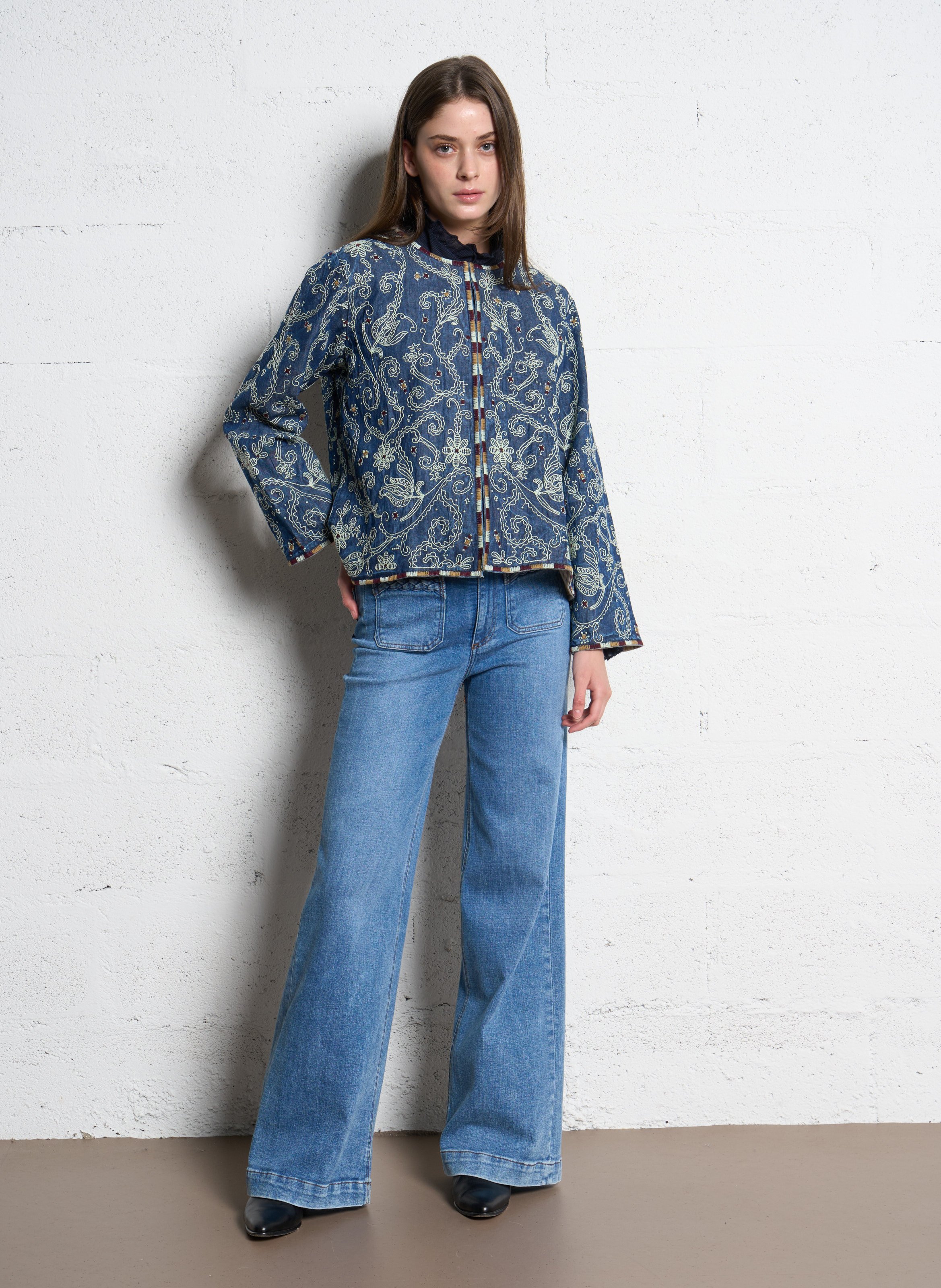 Round-neck cotton jacket MAISON HOTEL Blue