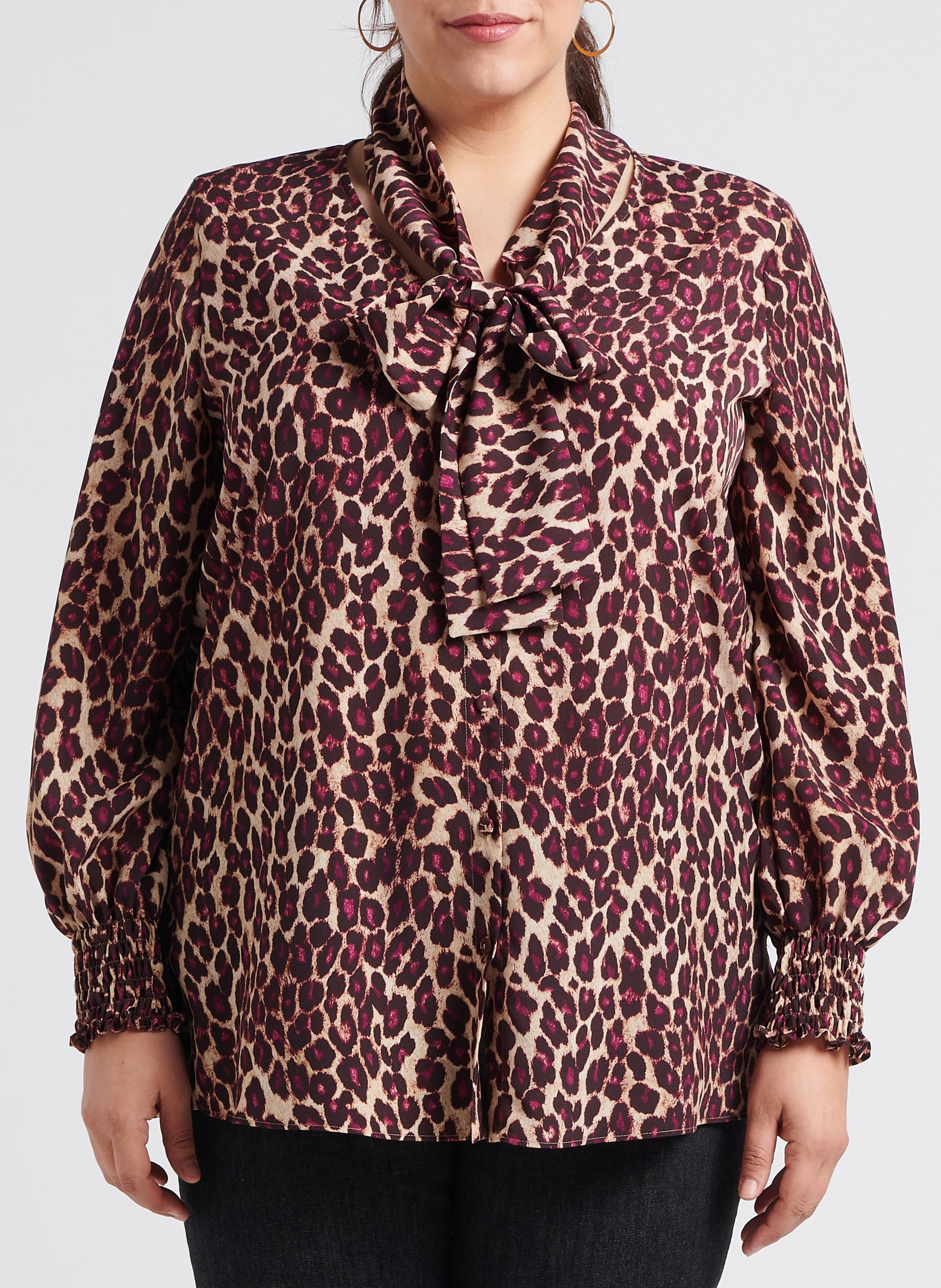 Leopard print V-neck blouse PERSONA by Marina Rinaldi Brown