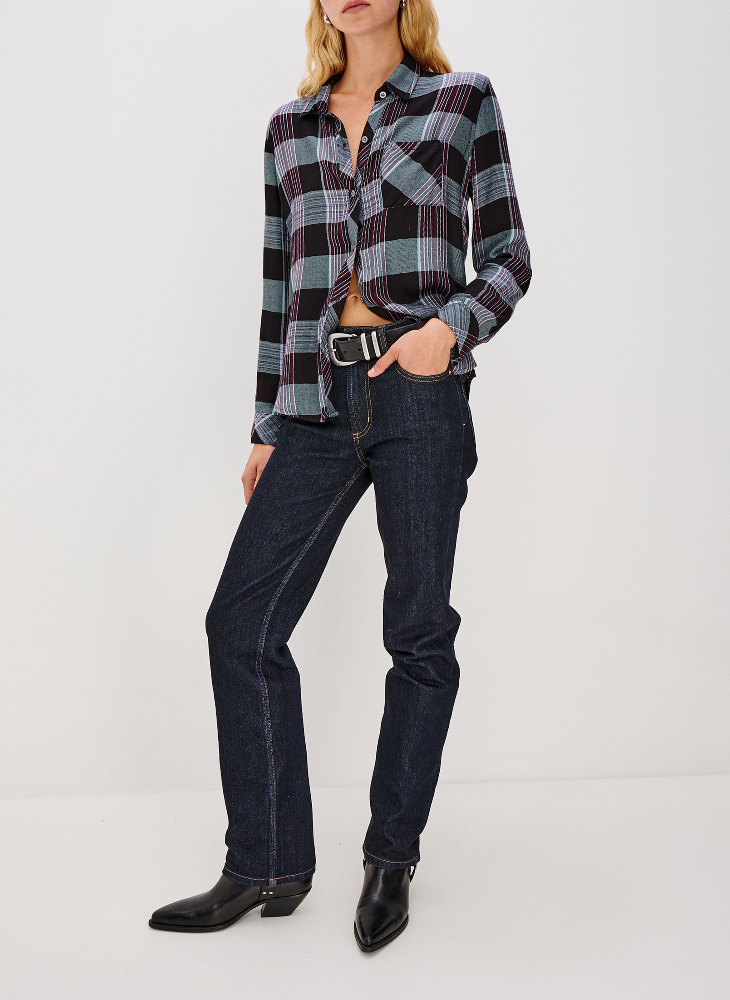 Chemise droite à carreaux RAILS Multicolore