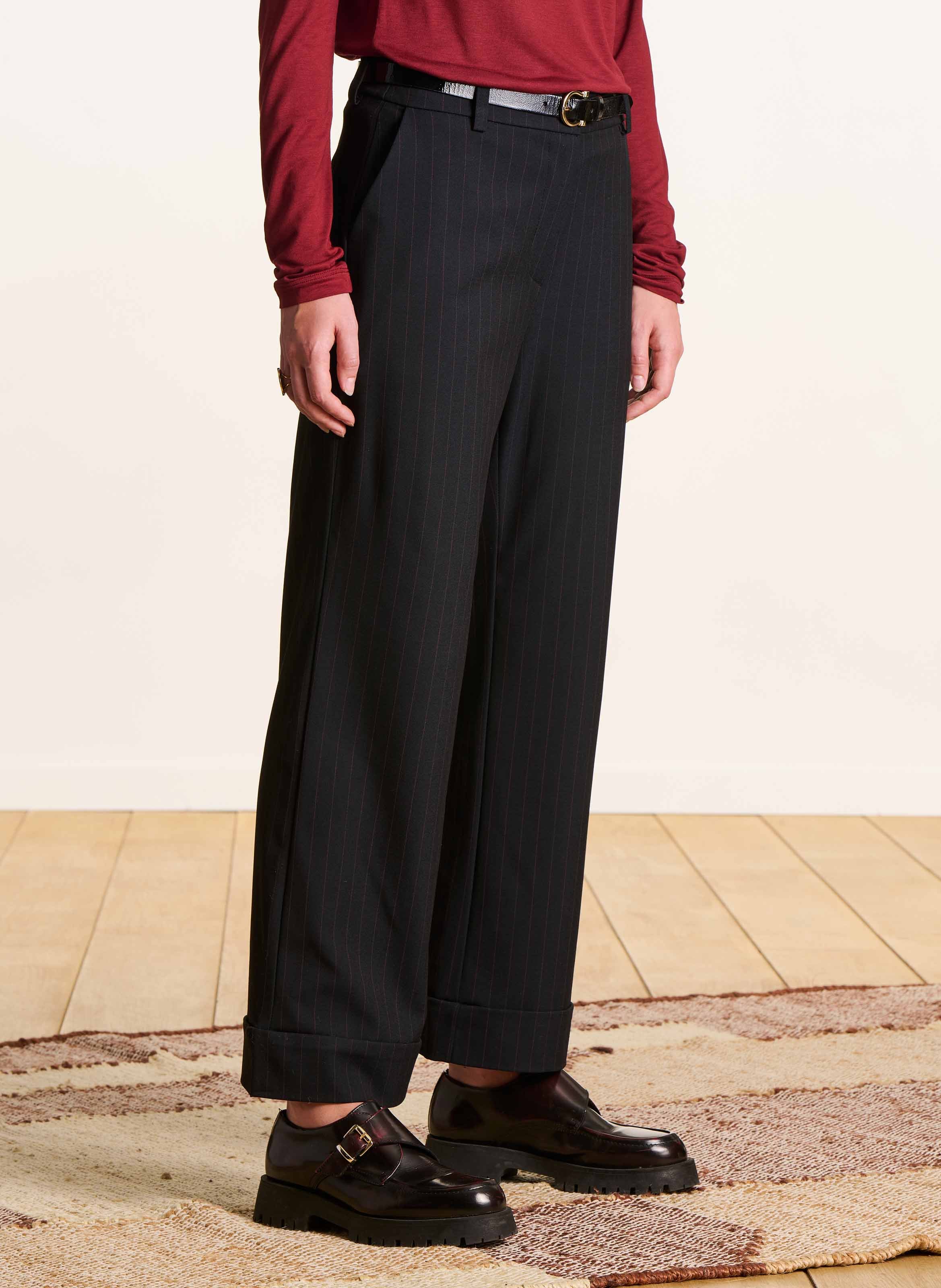 High-waisted striped wide-leg pants LA FEE MARABOUTEE Blue