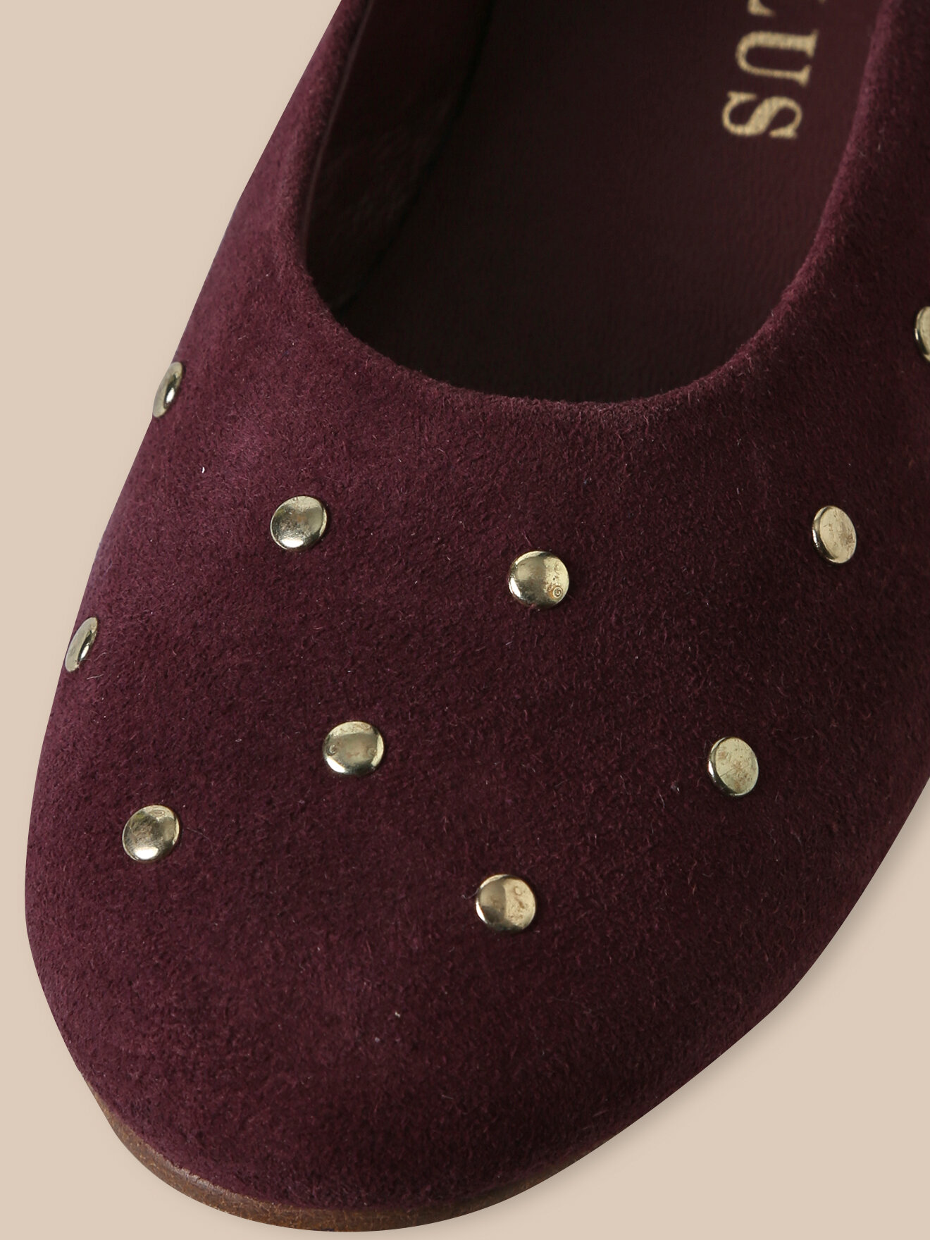 Studded leather ballet flats CYRILLUS Red