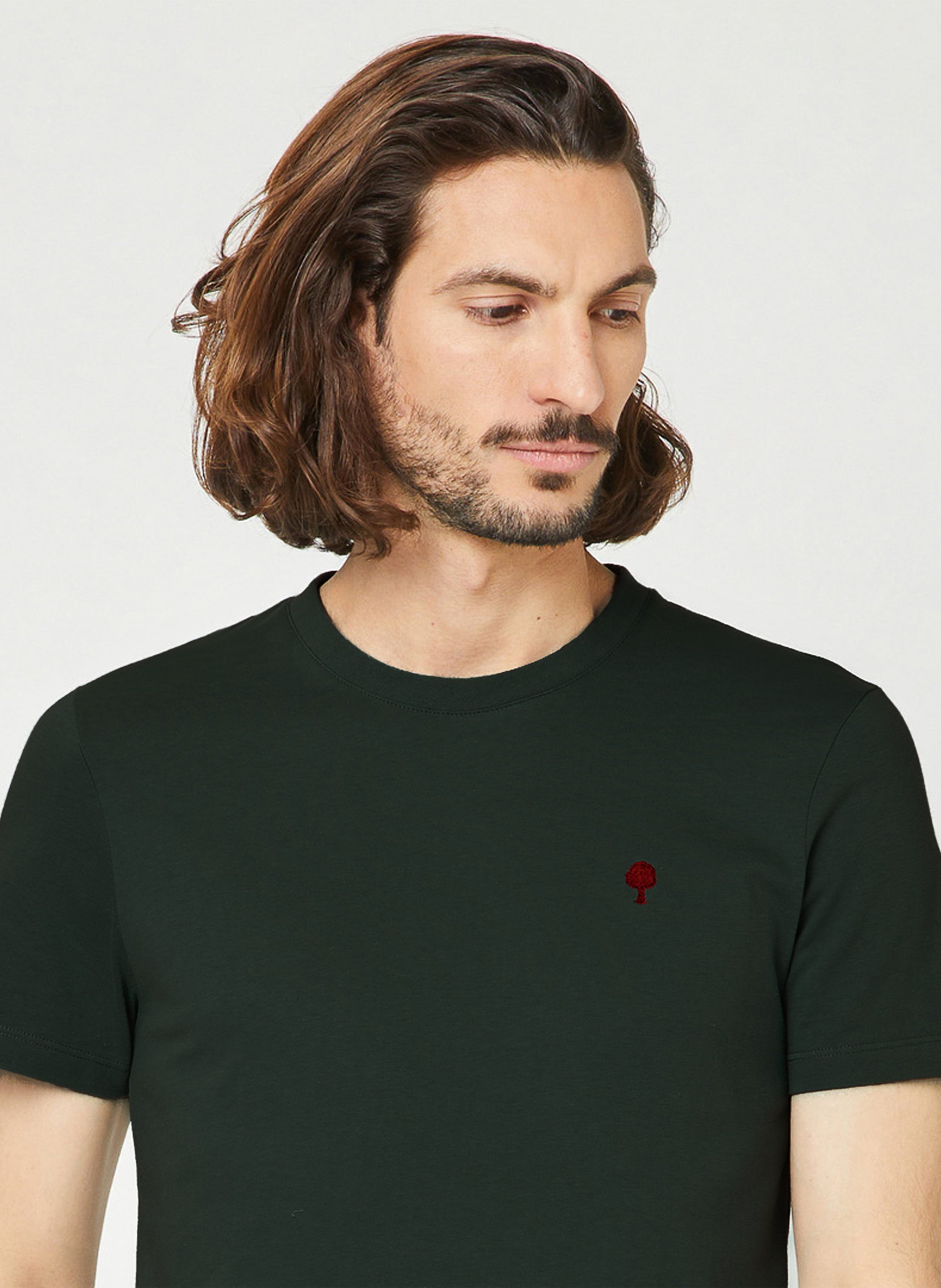 Straight cotton-blend T-shirt FAGUO Green