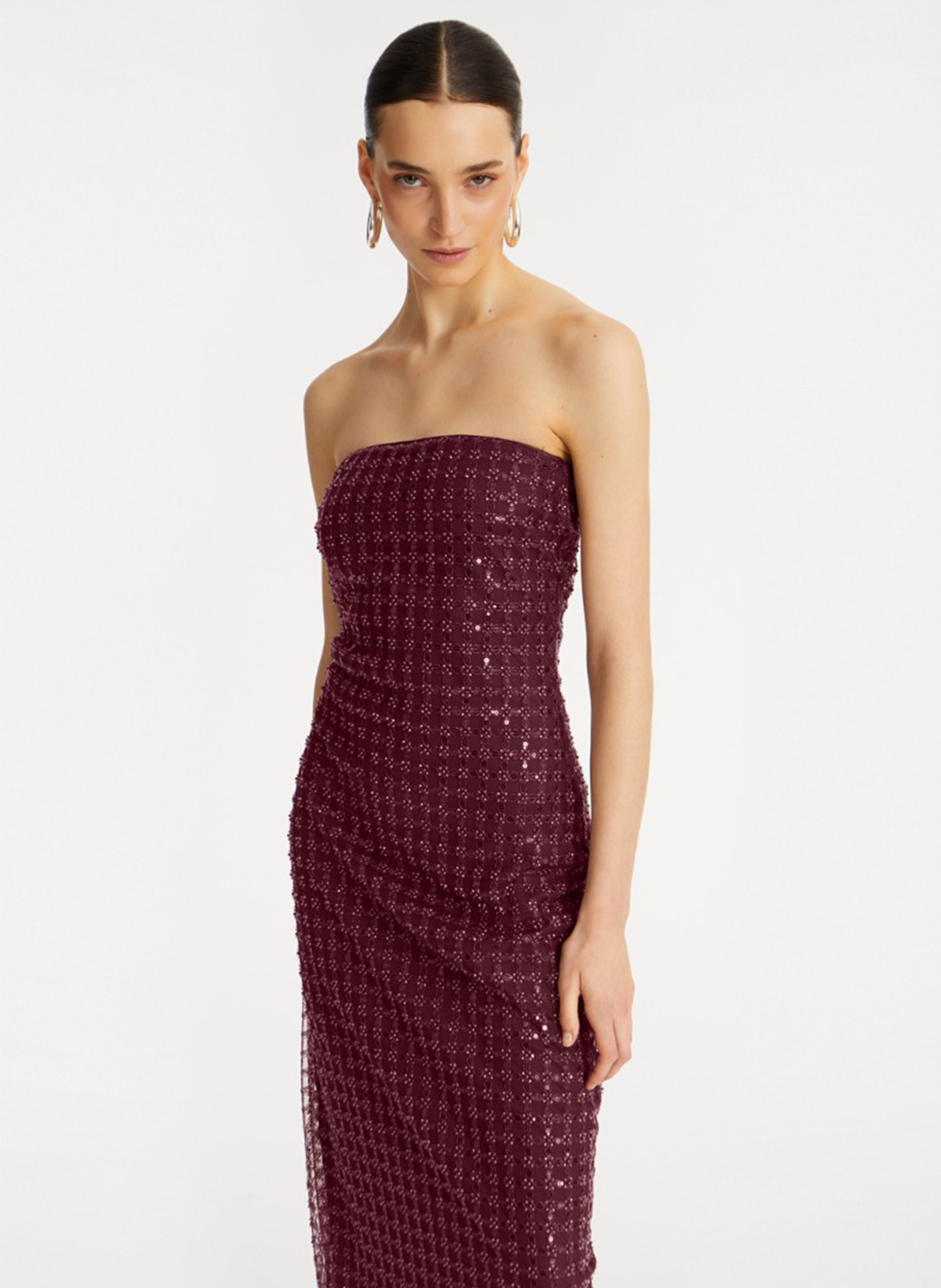 Beaded strapless maxi dress ROTATE Brown