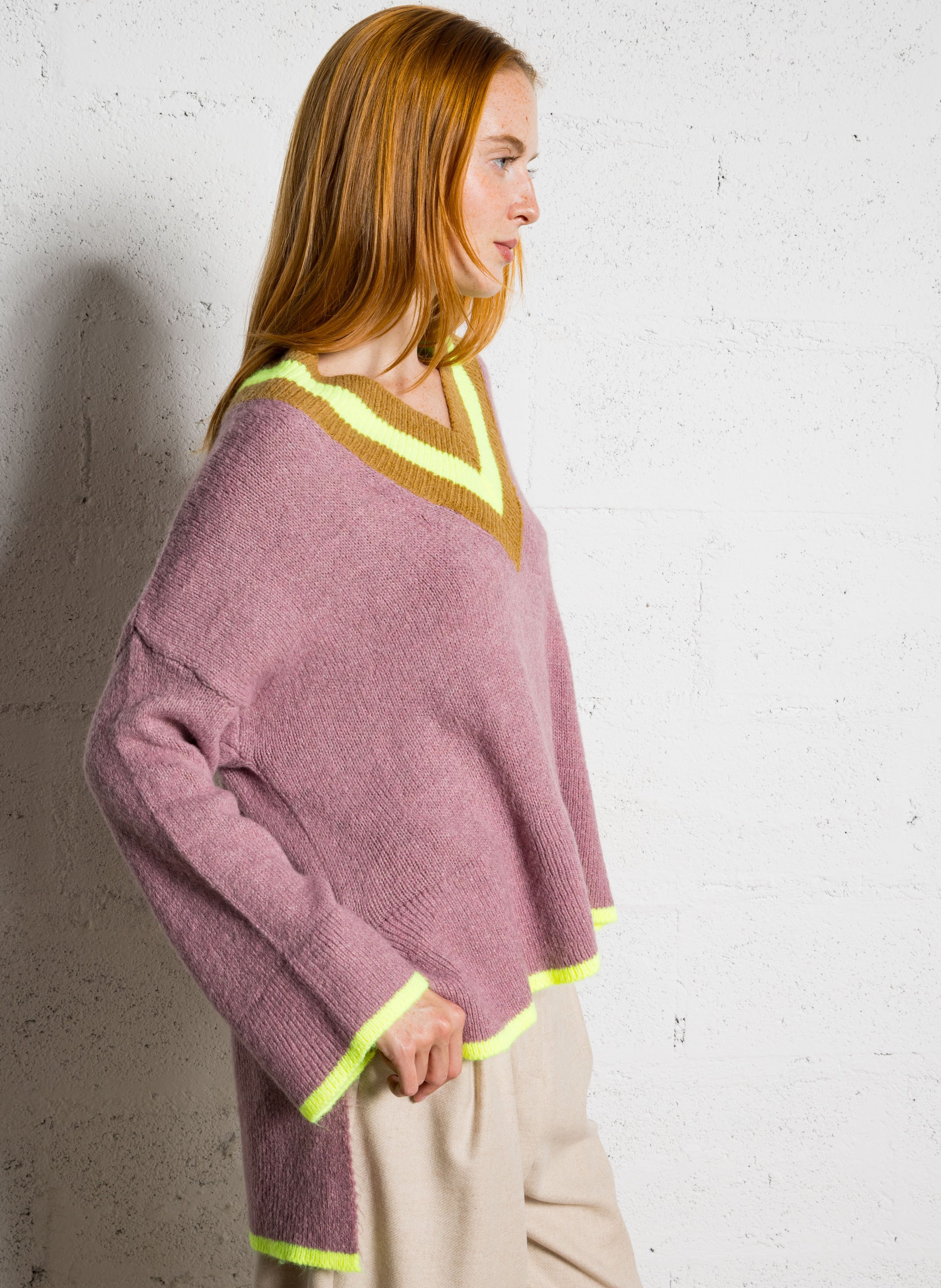 Pull oversize col V DR BLOOM Rose