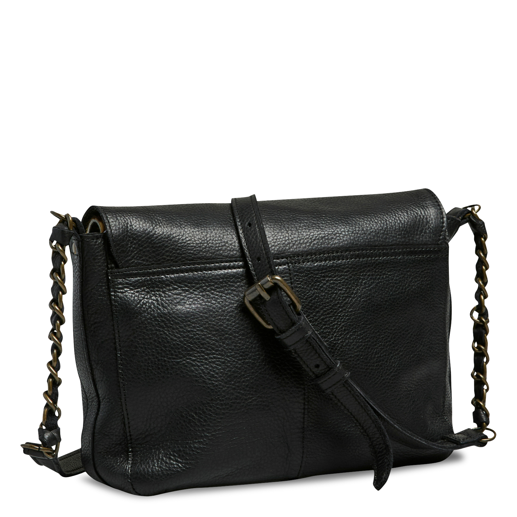 Leren schoudertas met print PIECES Zwart