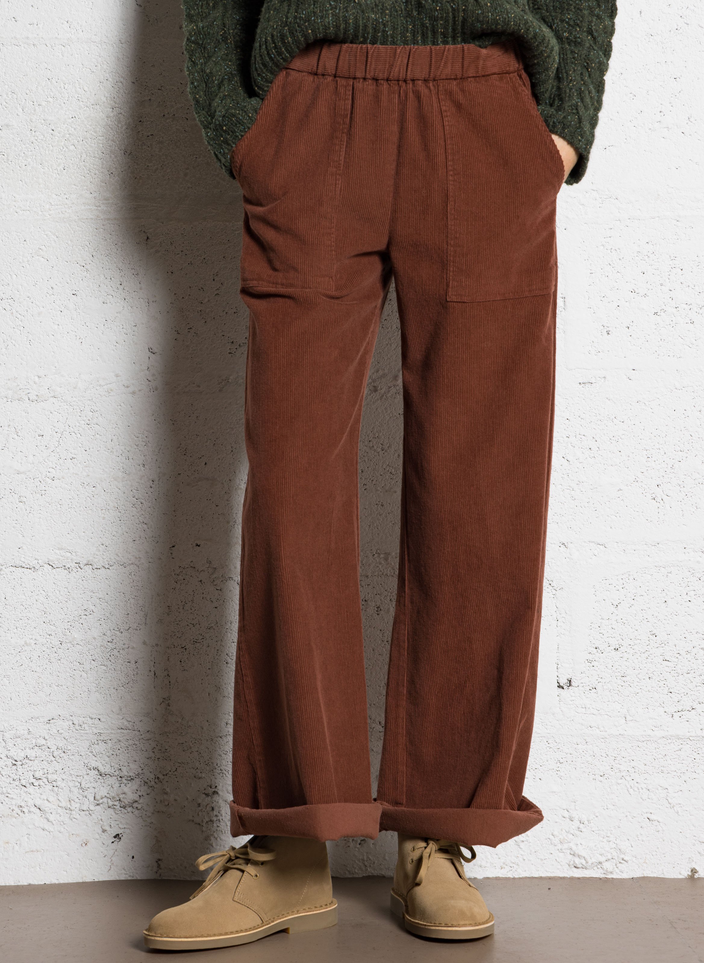 Pantalon large en velours côtelé  DIEGA Marron