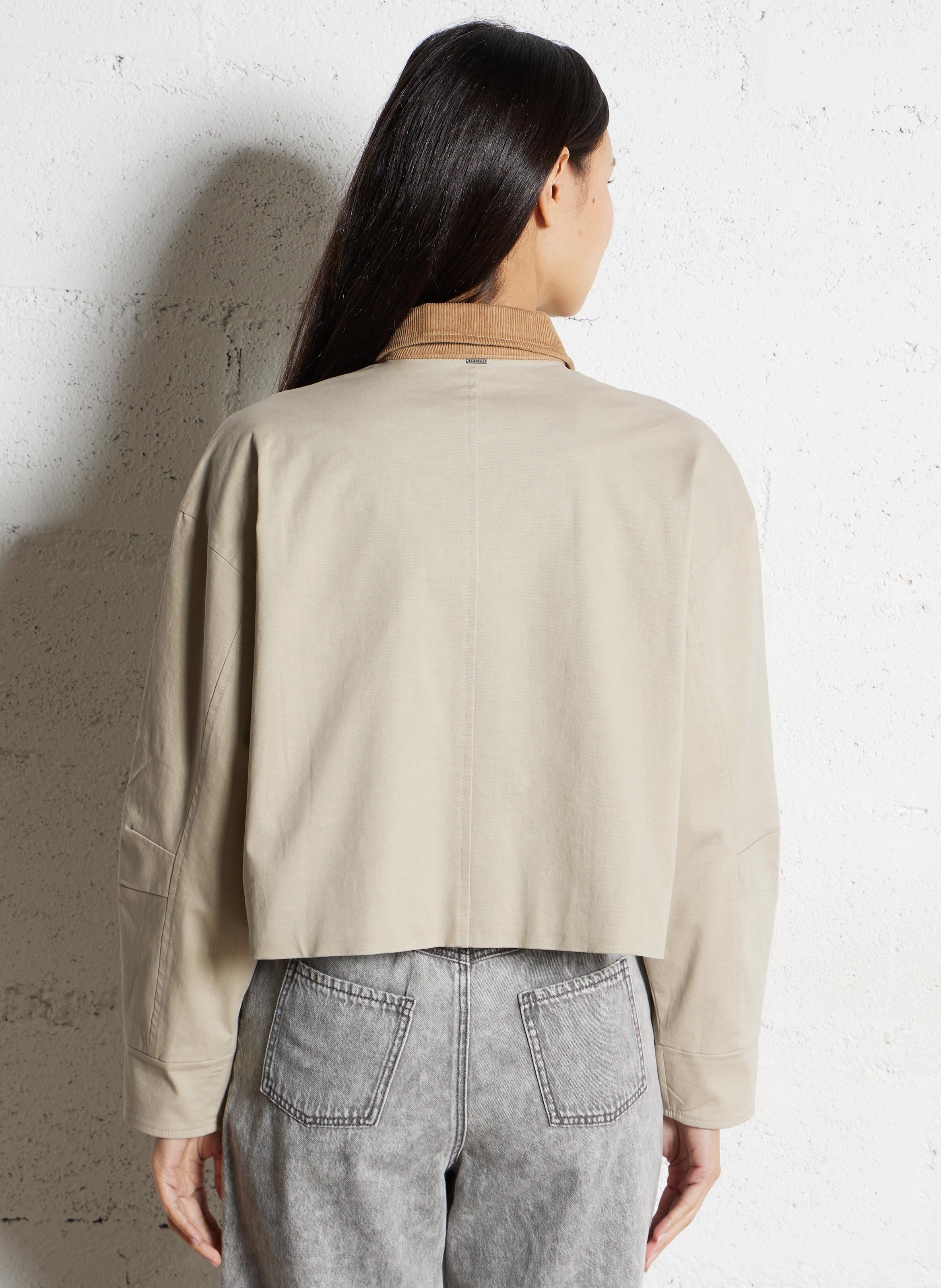 Oversize-Jacke aus Baumwoll-Mix mit klassischem Kragen IKKS Beige