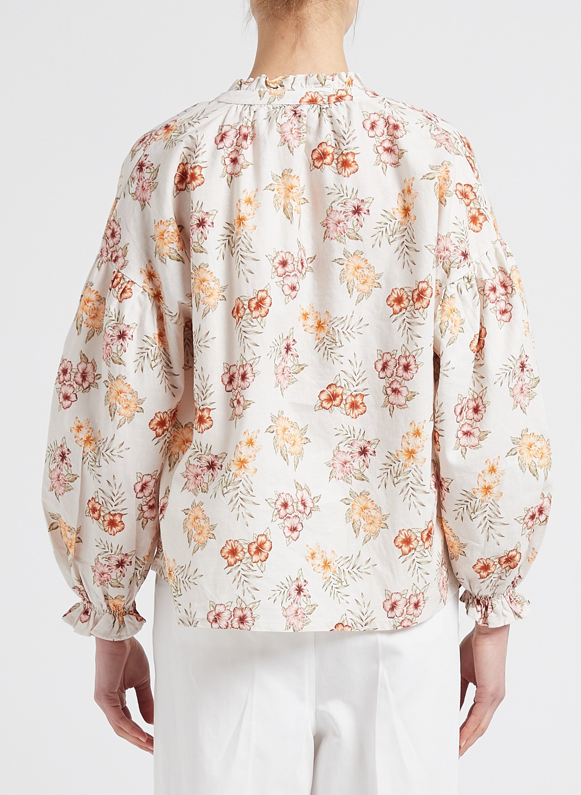 Patterned linen-blend blouse THE NEW SOCIETY Multicolored