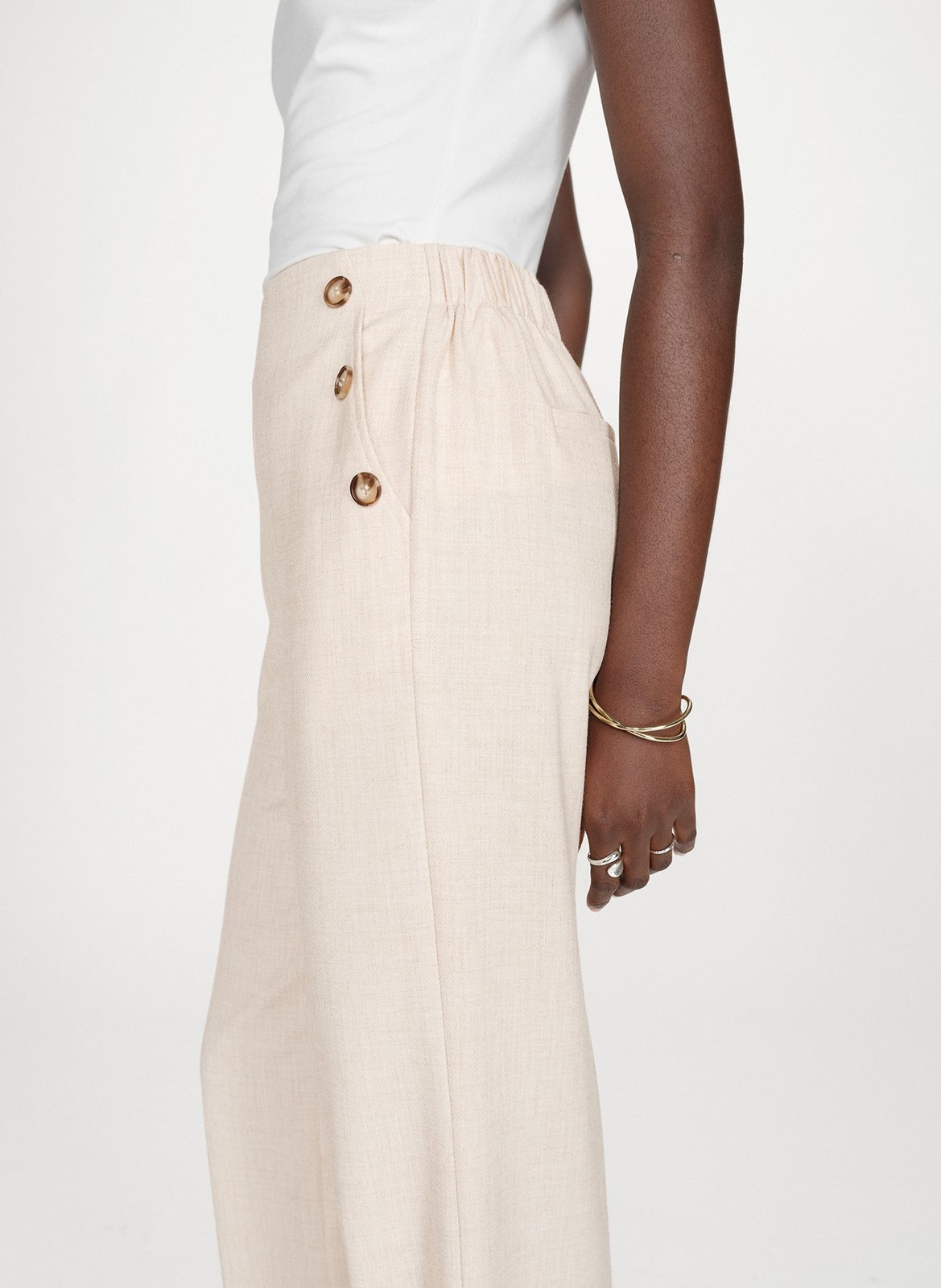 Plain high-waisted straight-cut pants GRACE ET MILA Beige