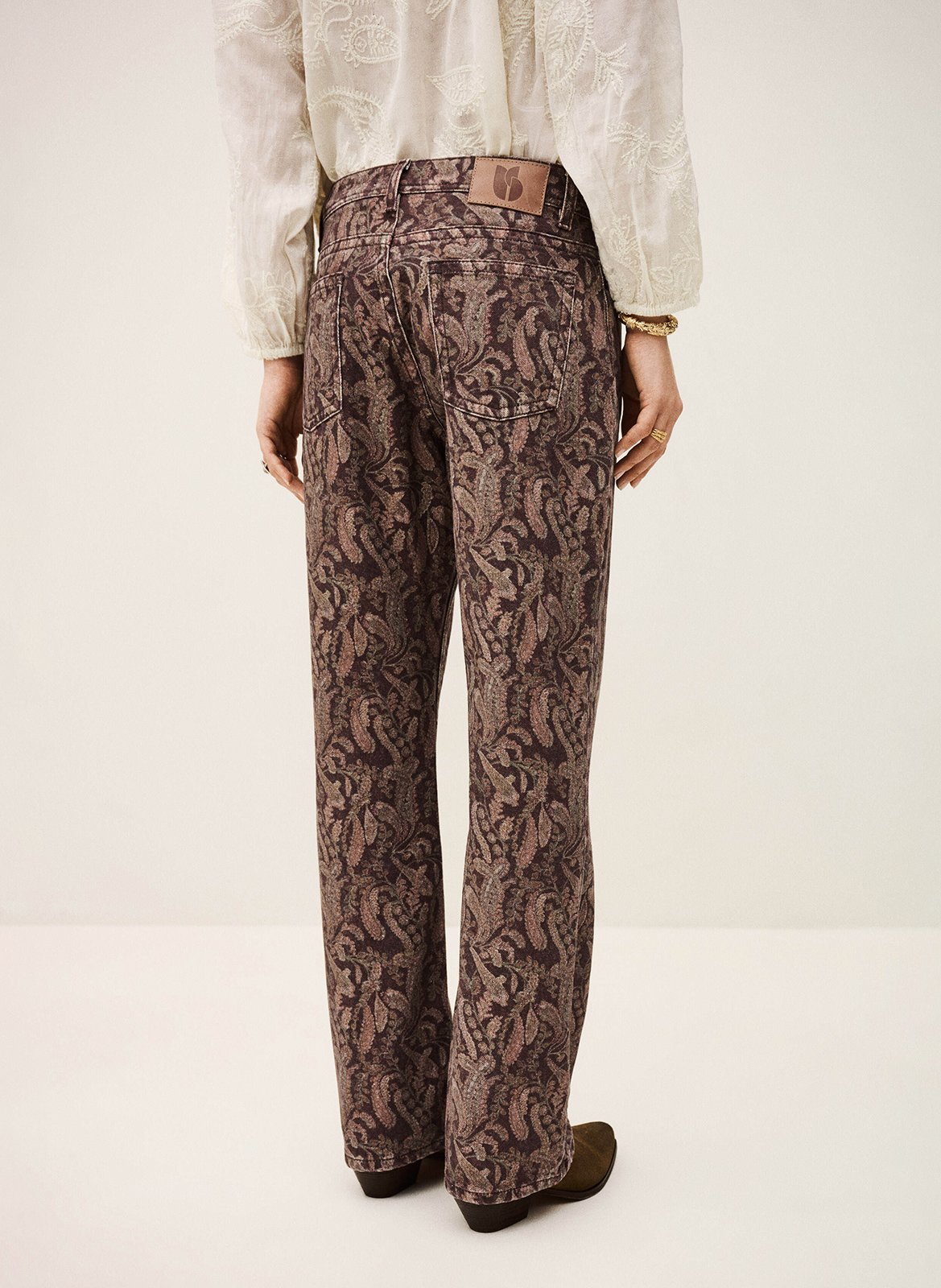 Pantalon droit imprimé BA&SH Marron