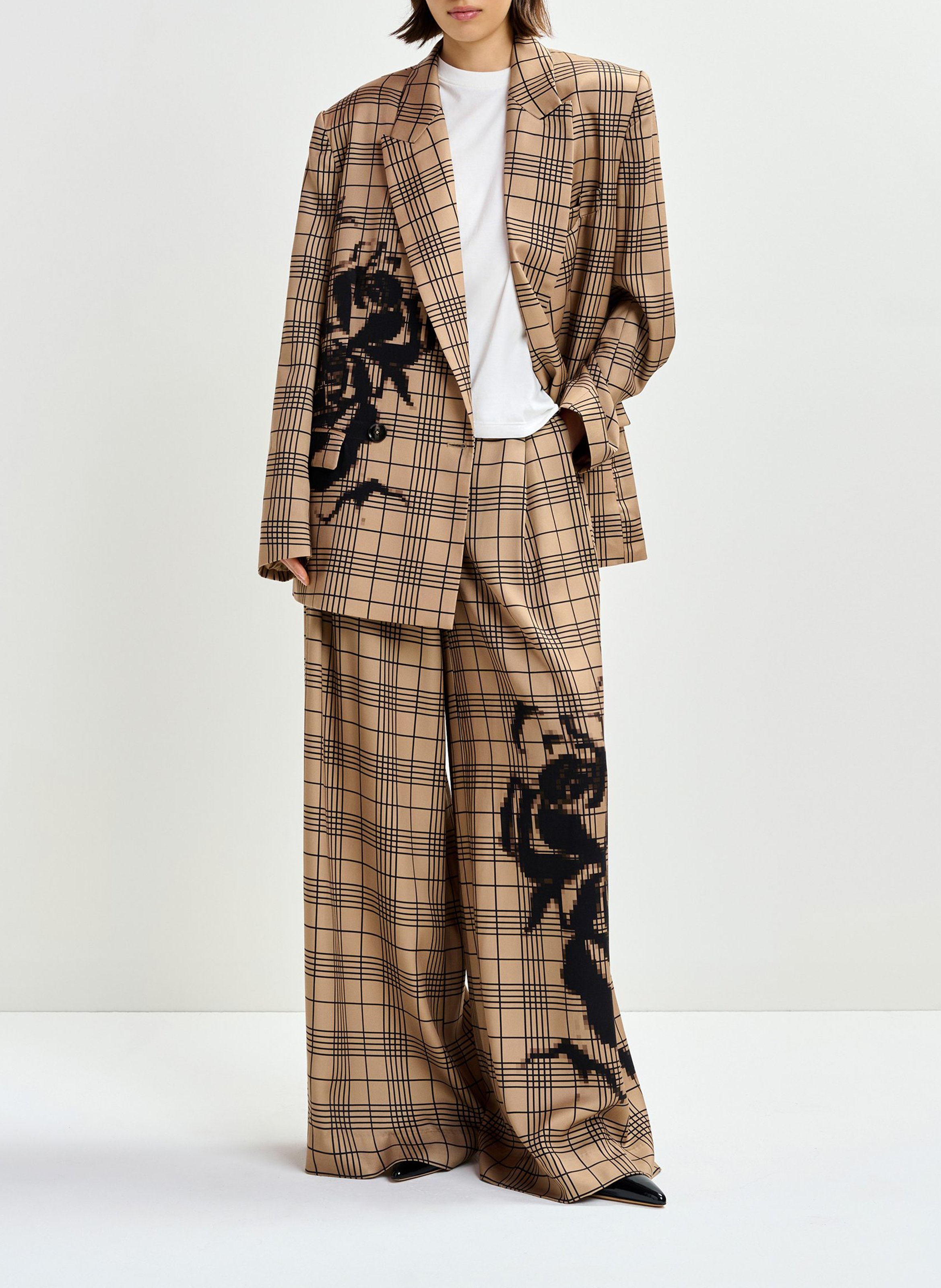 Oversized check blazer ESSENTIEL ANTWERP Brown