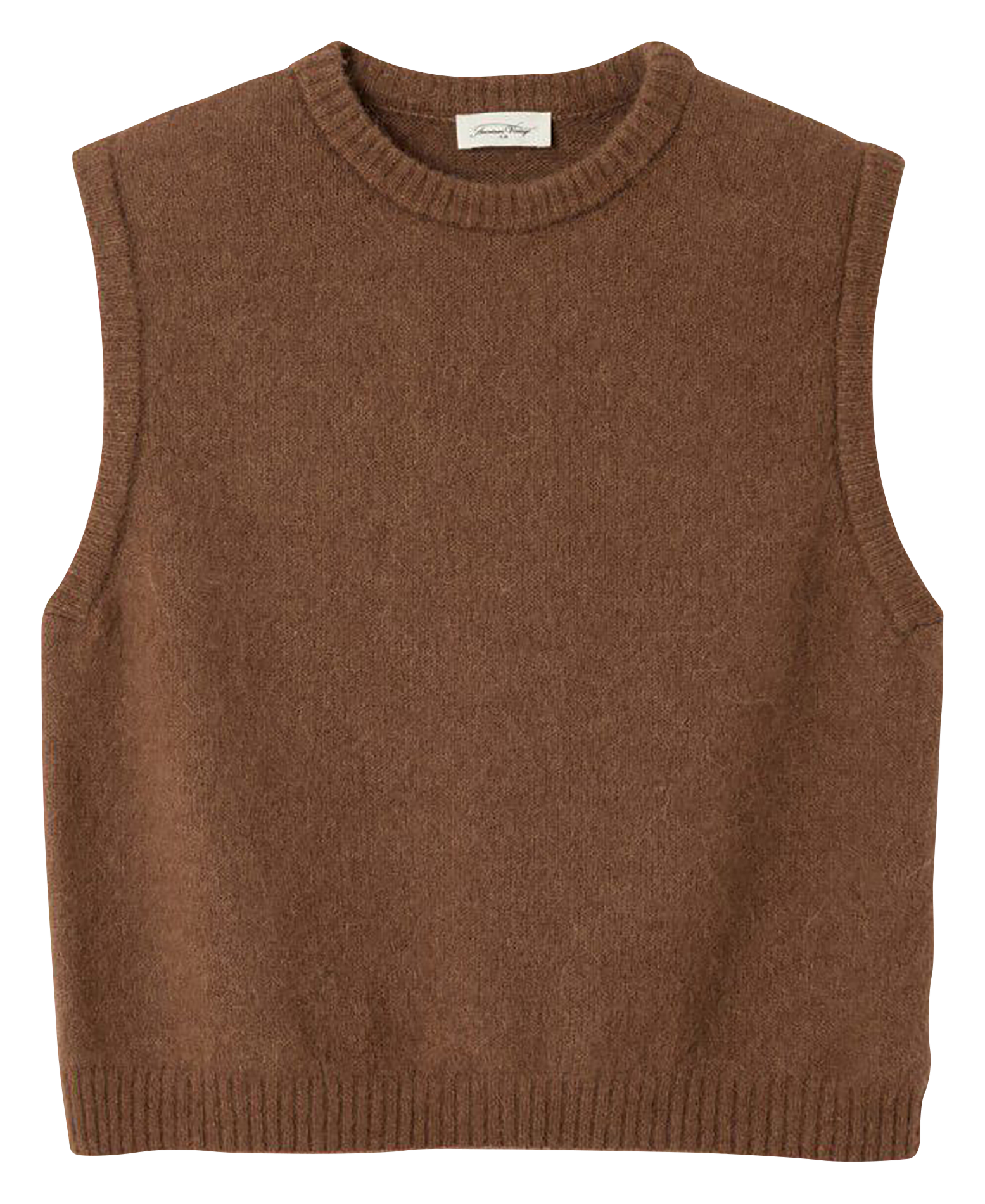 Lang gebreid vest van wolmix AMERICAN VINTAGE Bruin