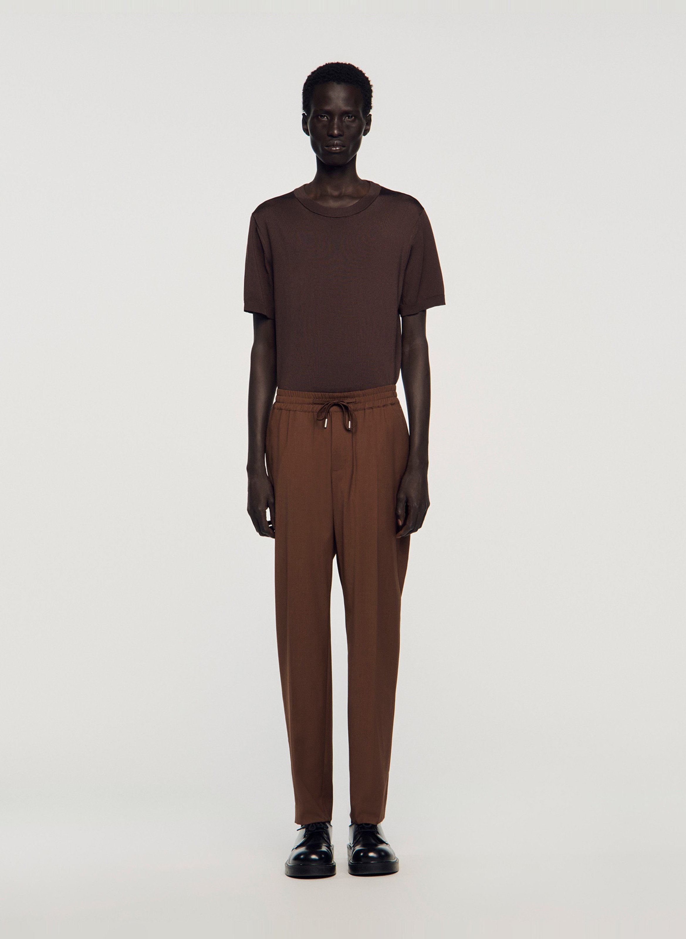 Straight-leg elasticated pants SANDRO Brown