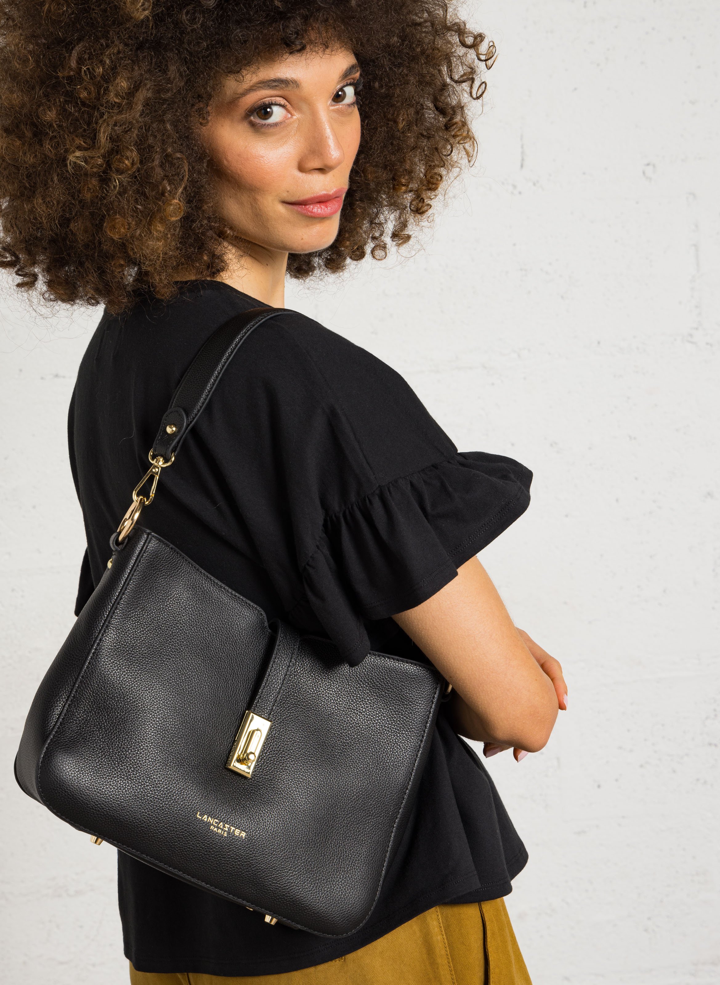 Leather clutch bag LANCASTER PARIS Black