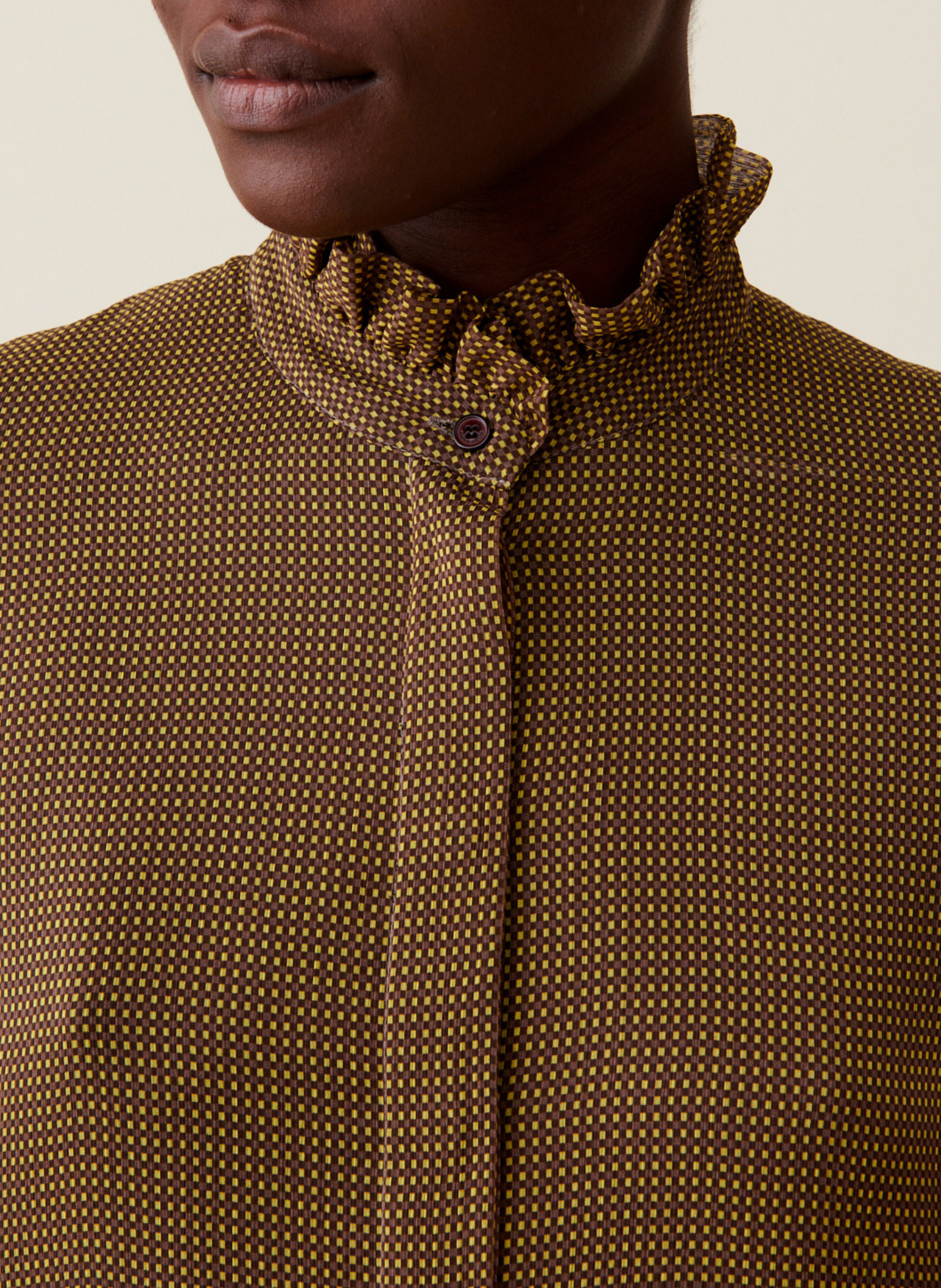 Fluid shirt with small checks CLAUDIE PIERLOT Yellow