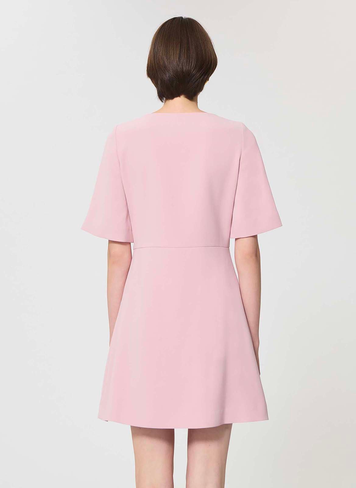 Short flowing crepe round-neck dress TARA JARMON Pink