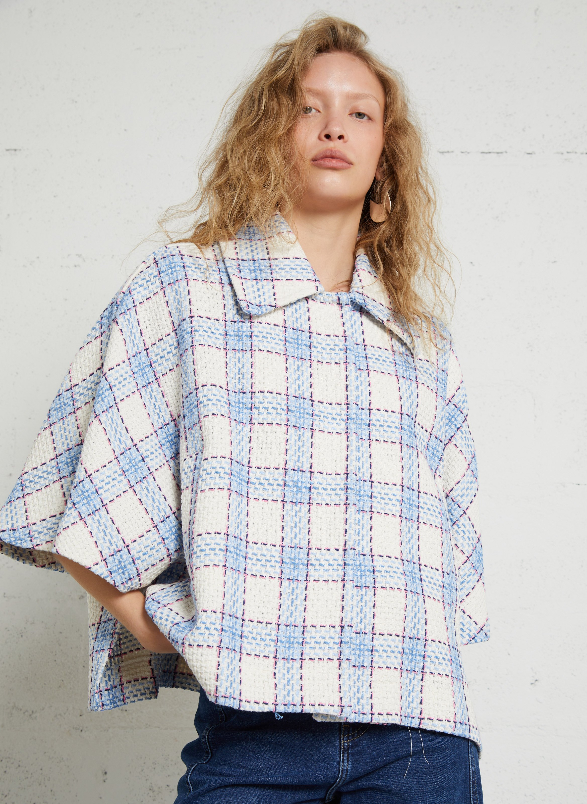 Cotton and linen shirt with classic collar PLEASE Beige