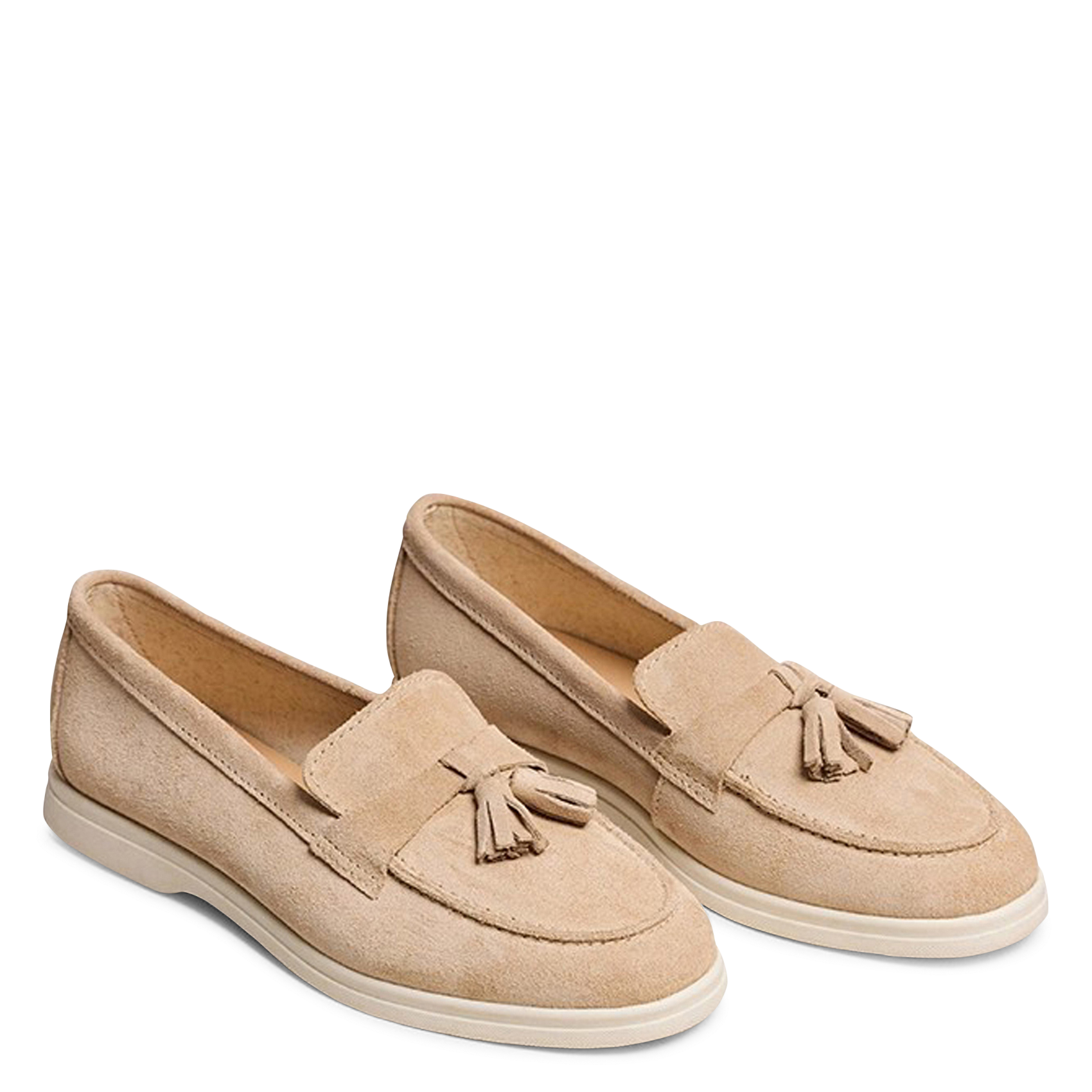 Moccasins with suede leather pompoms JONAK Beige