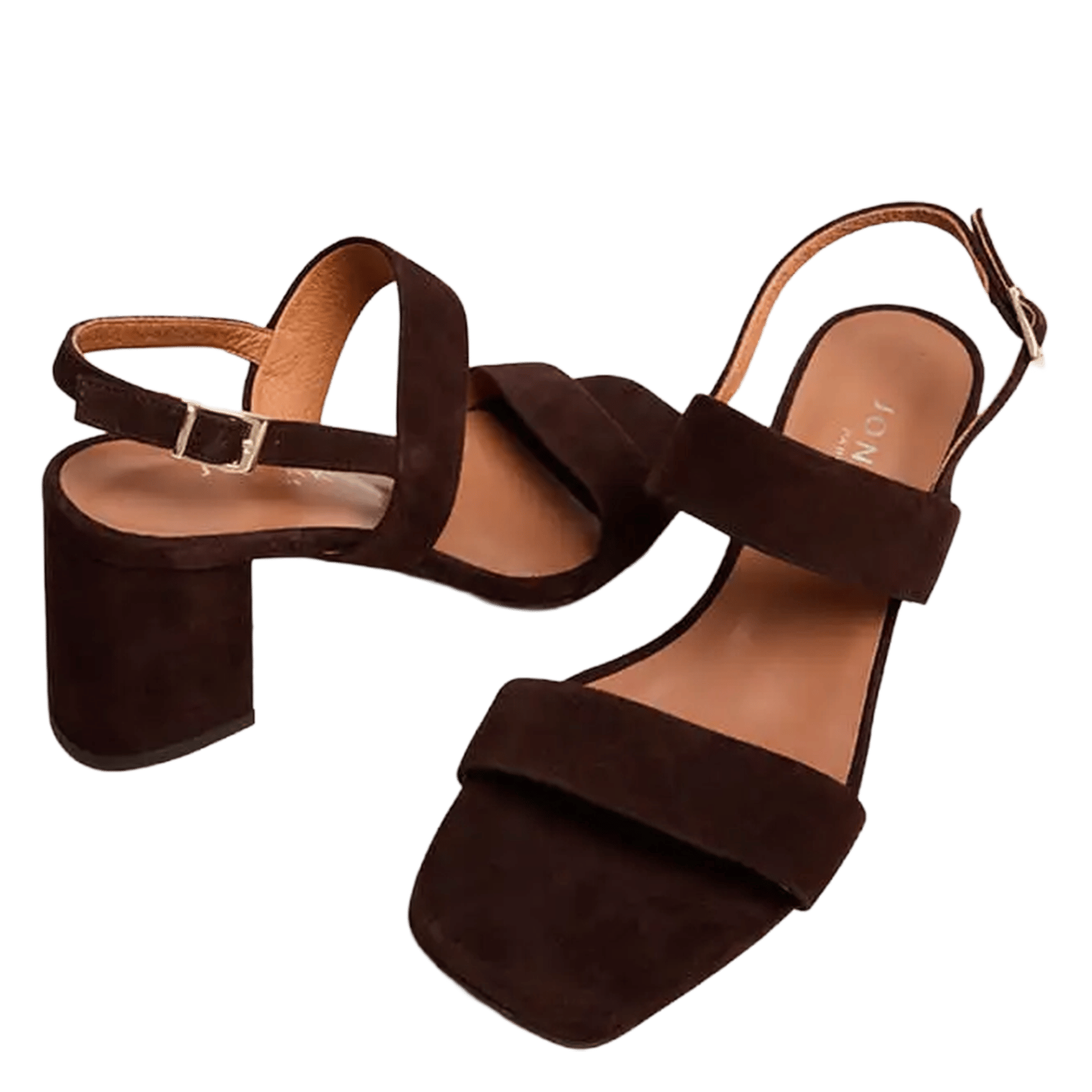 Sandales à talon haut en cuir velours JONAK Brown