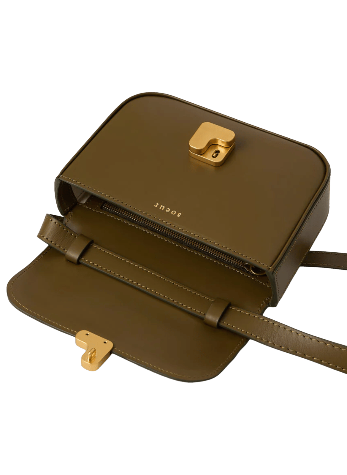 Dori leather shoulder bag SOEUR Khaki